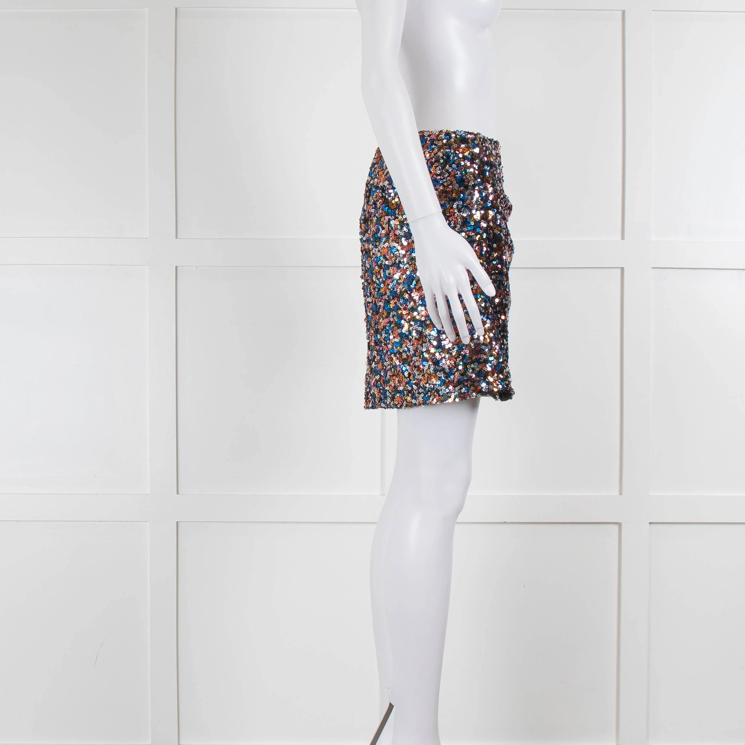 Sezane Silver Blue Copper Sequin Wrap Mini Skirt With Top - Image 4