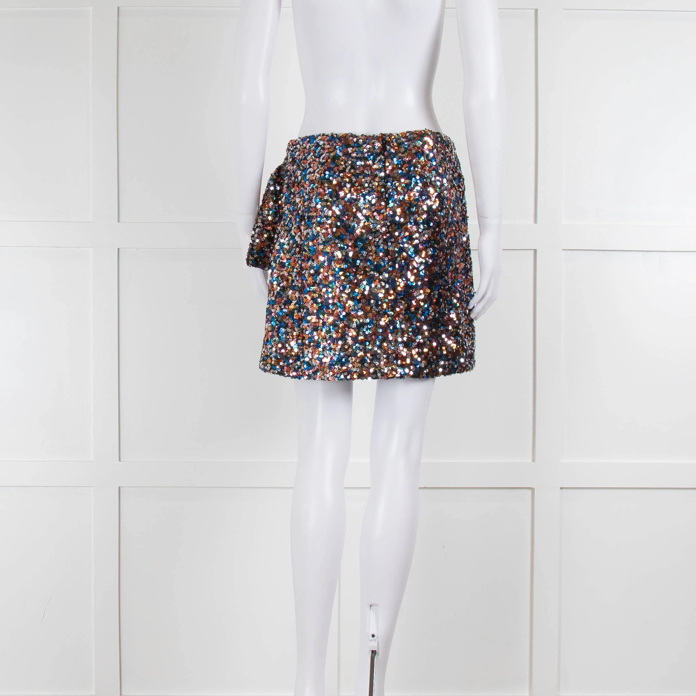 Sezane Silver Blue Copper Sequin Wrap Mini Skirt With Top - Image 6