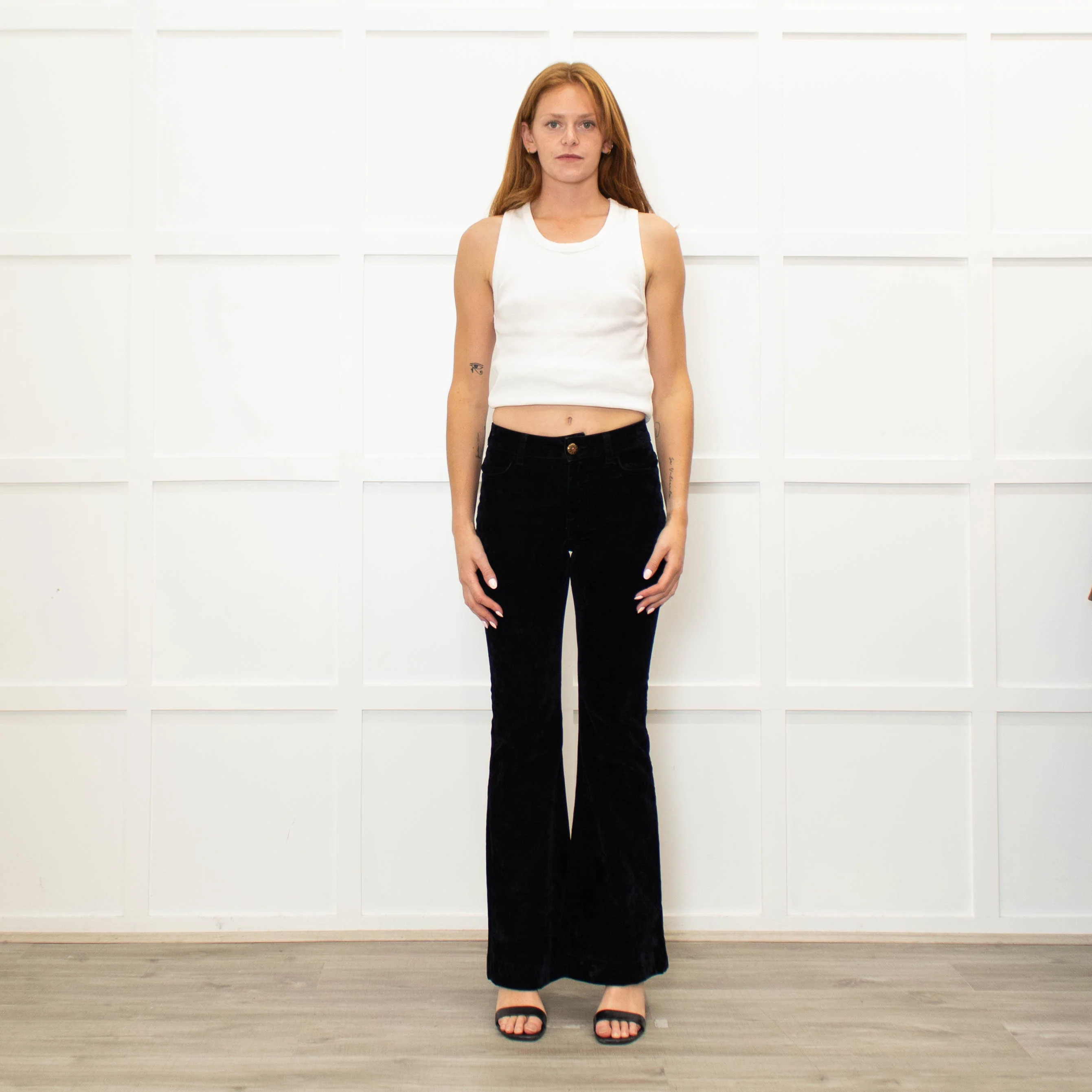 Shaft Black Velvet Flared Trousers