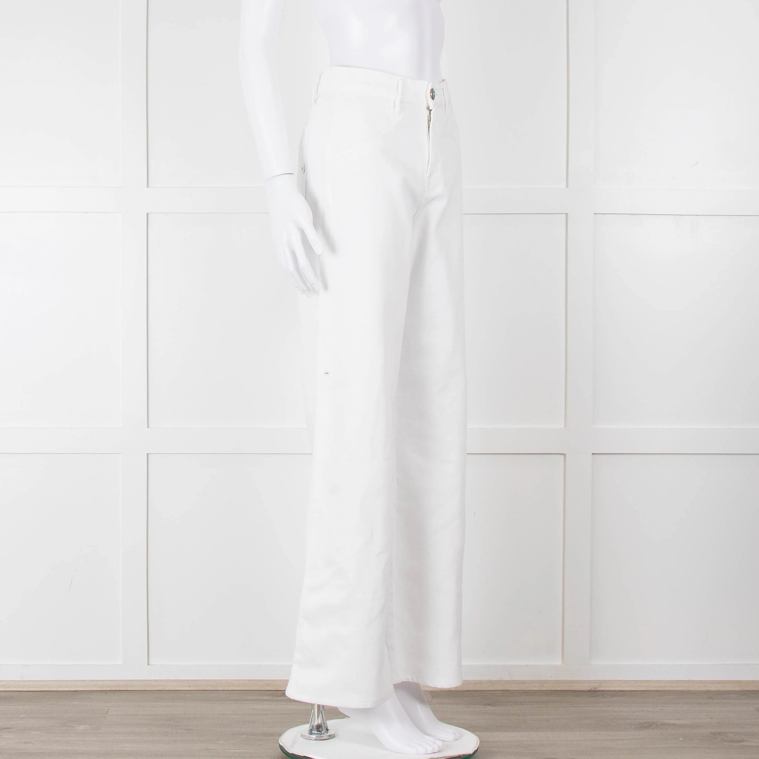 Shaft White High Waisted Wide Trousers - Image 2