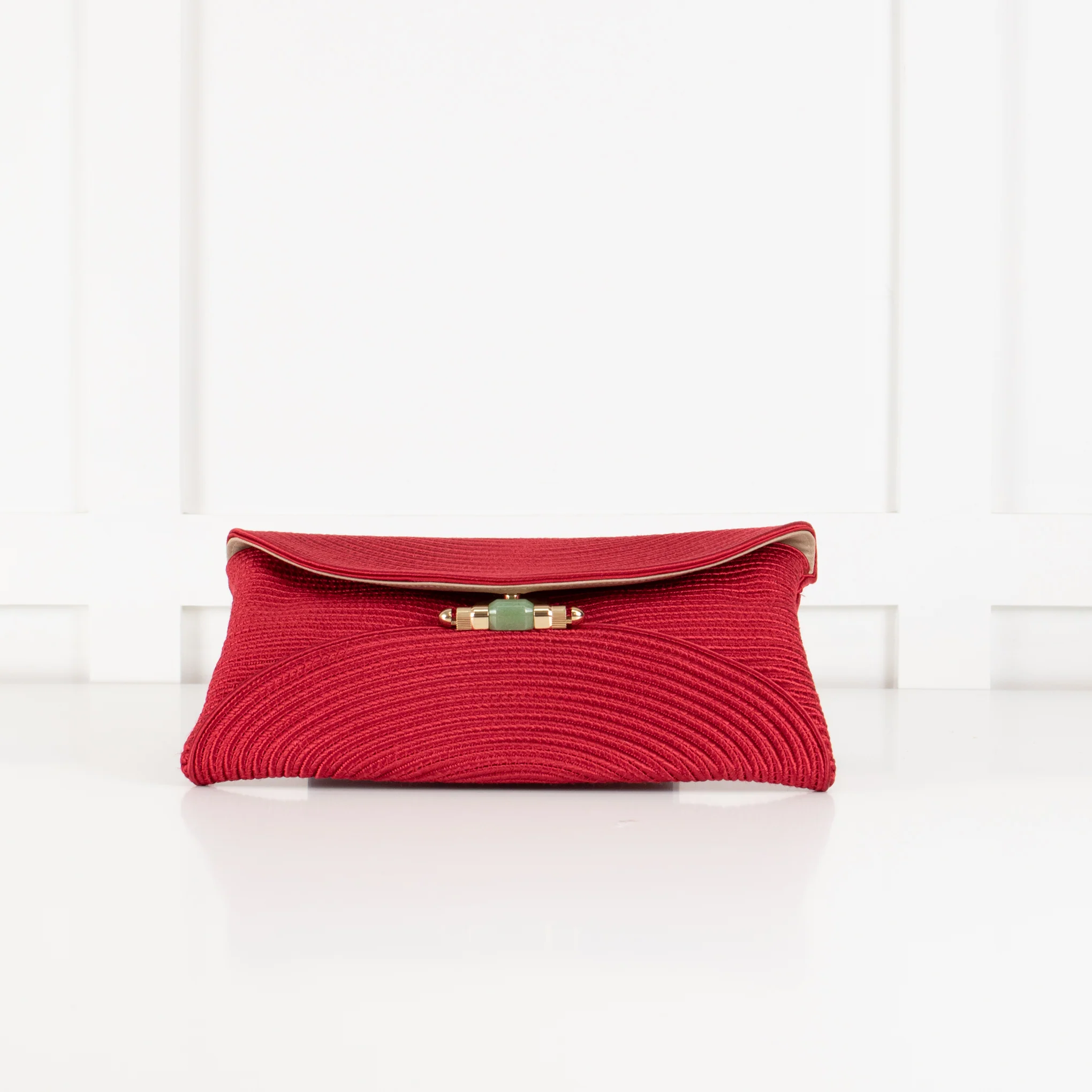 Shanghai Tang Red Braided Gold Chain Clutch - Image 4