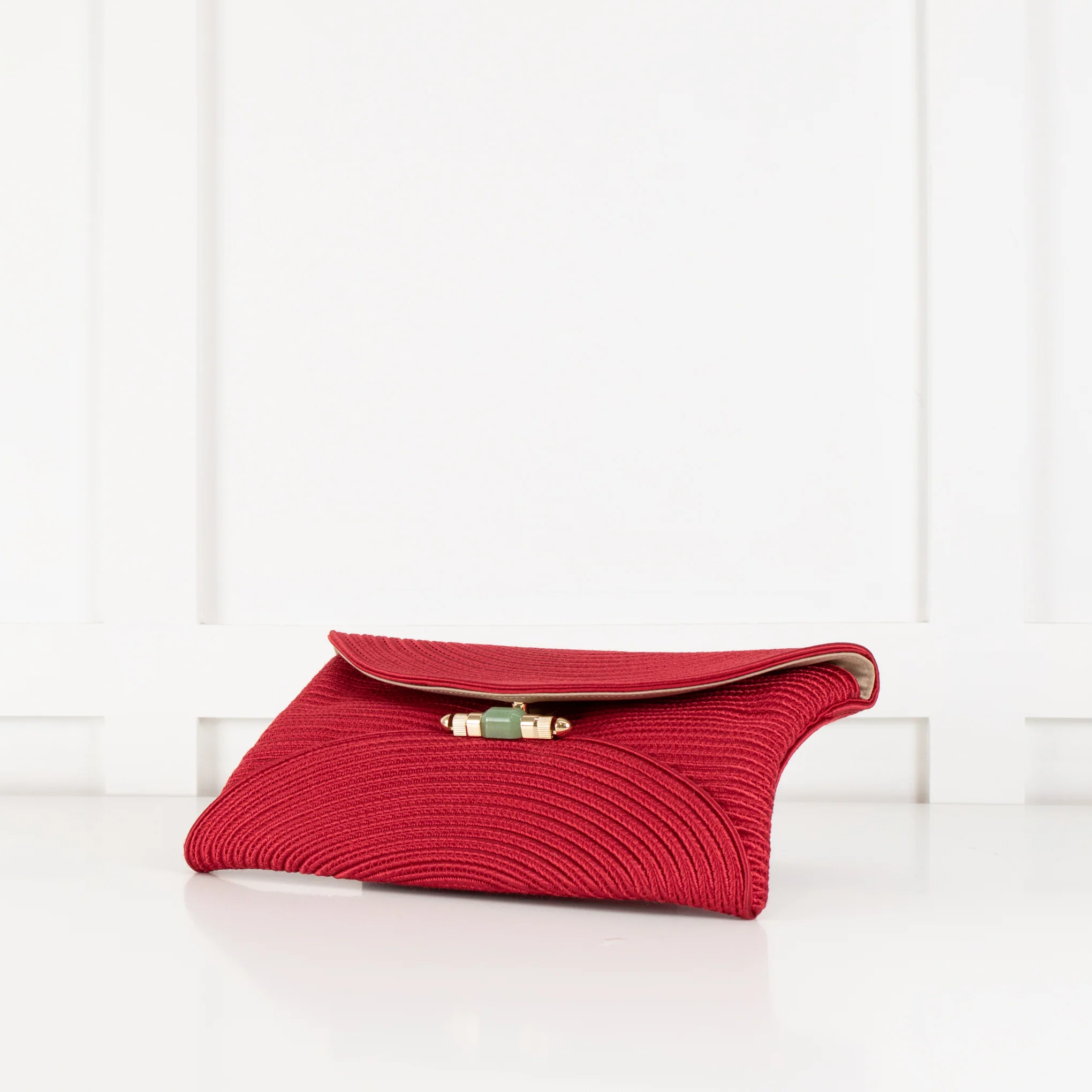 Shanghai Tang Red Braided Gold Chain Clutch - Image 5