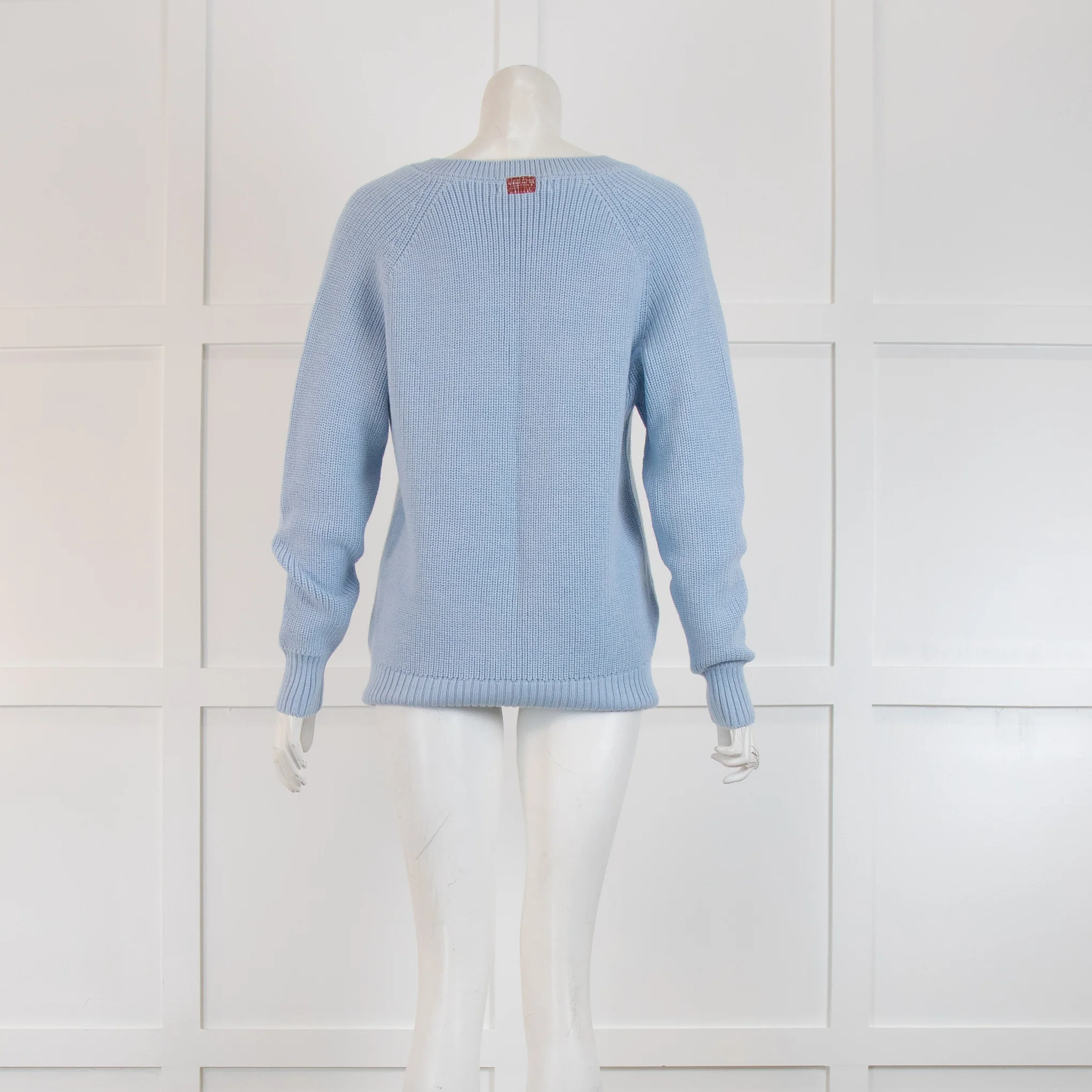 Sheep Inc Blue Knit V Neck Jumper - Image 3