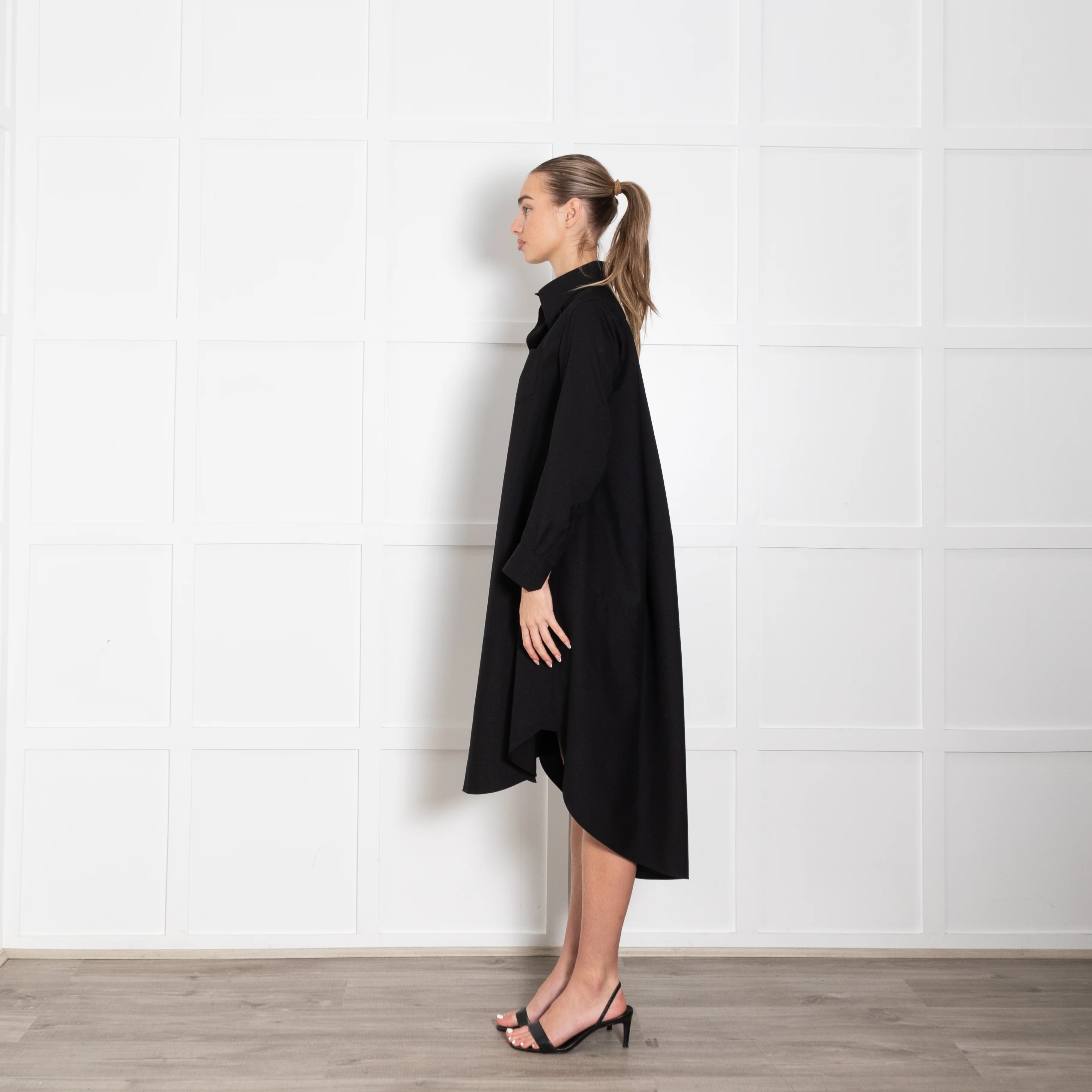 Shiro Sakai Black Button Up Long Sleeve Shirt Dress - Image 4