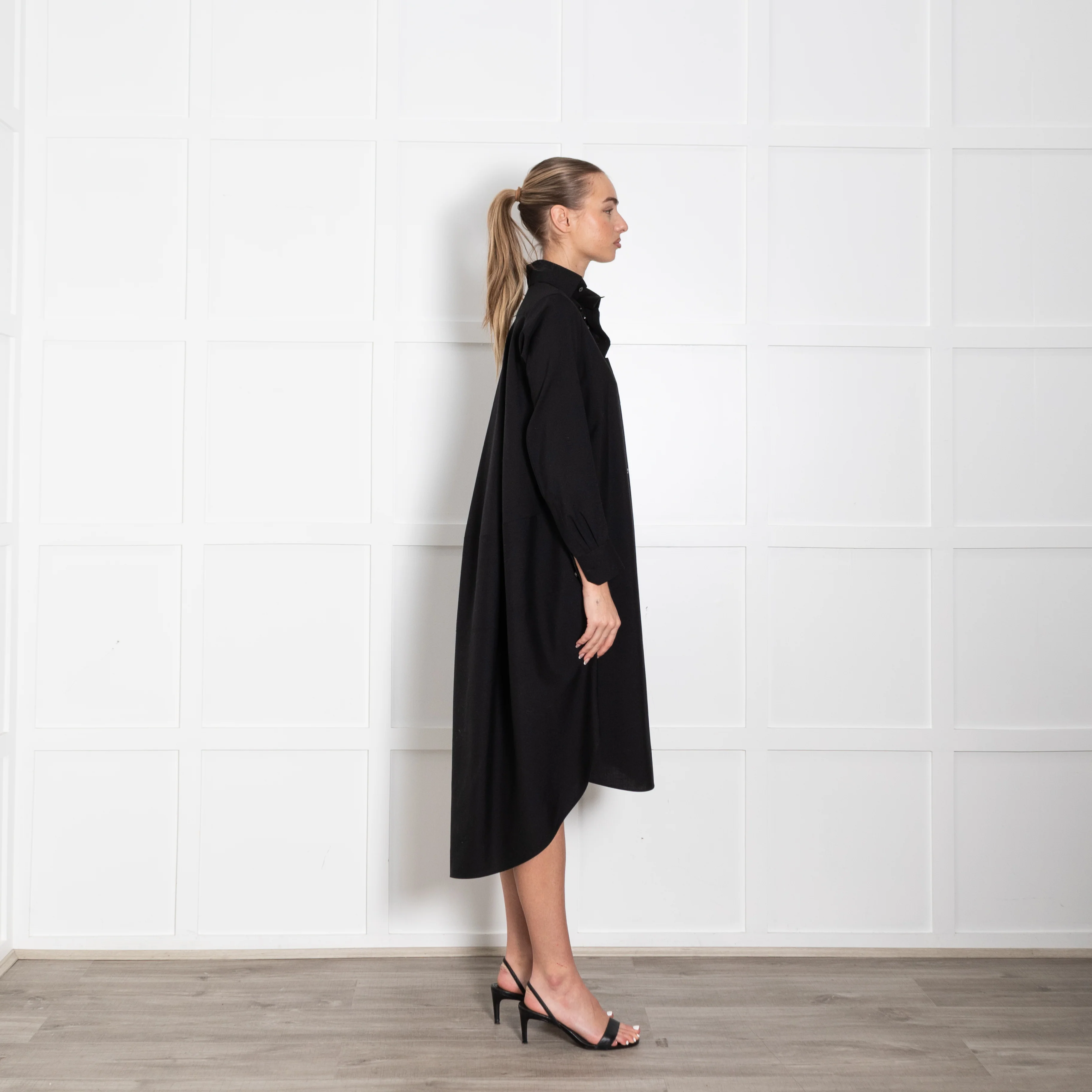 Shiro Sakai Black Button Up Long Sleeve Shirt Dress - Image 6