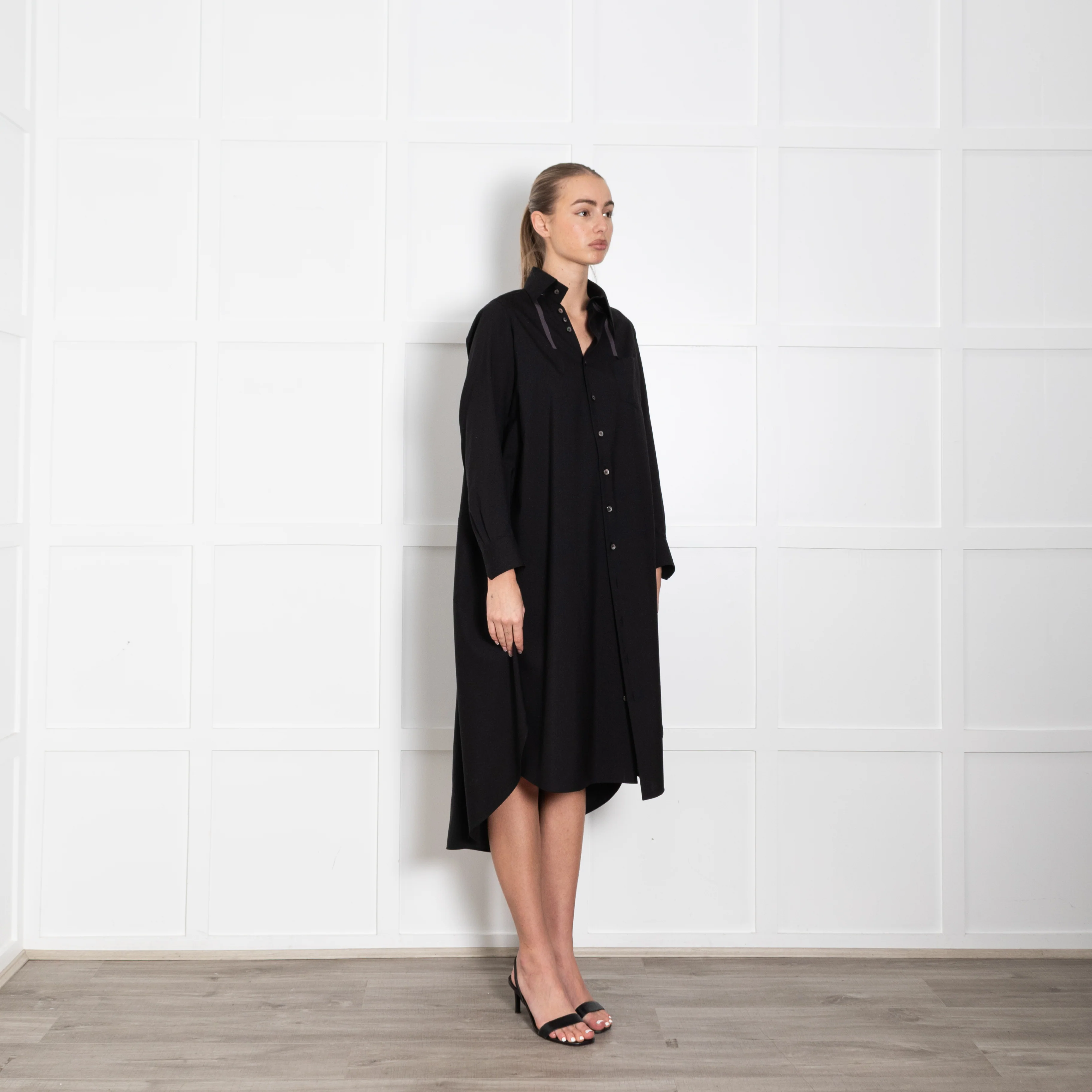 Shiro Sakai Black Button Up Long Sleeve Shirt Dress - Image 7