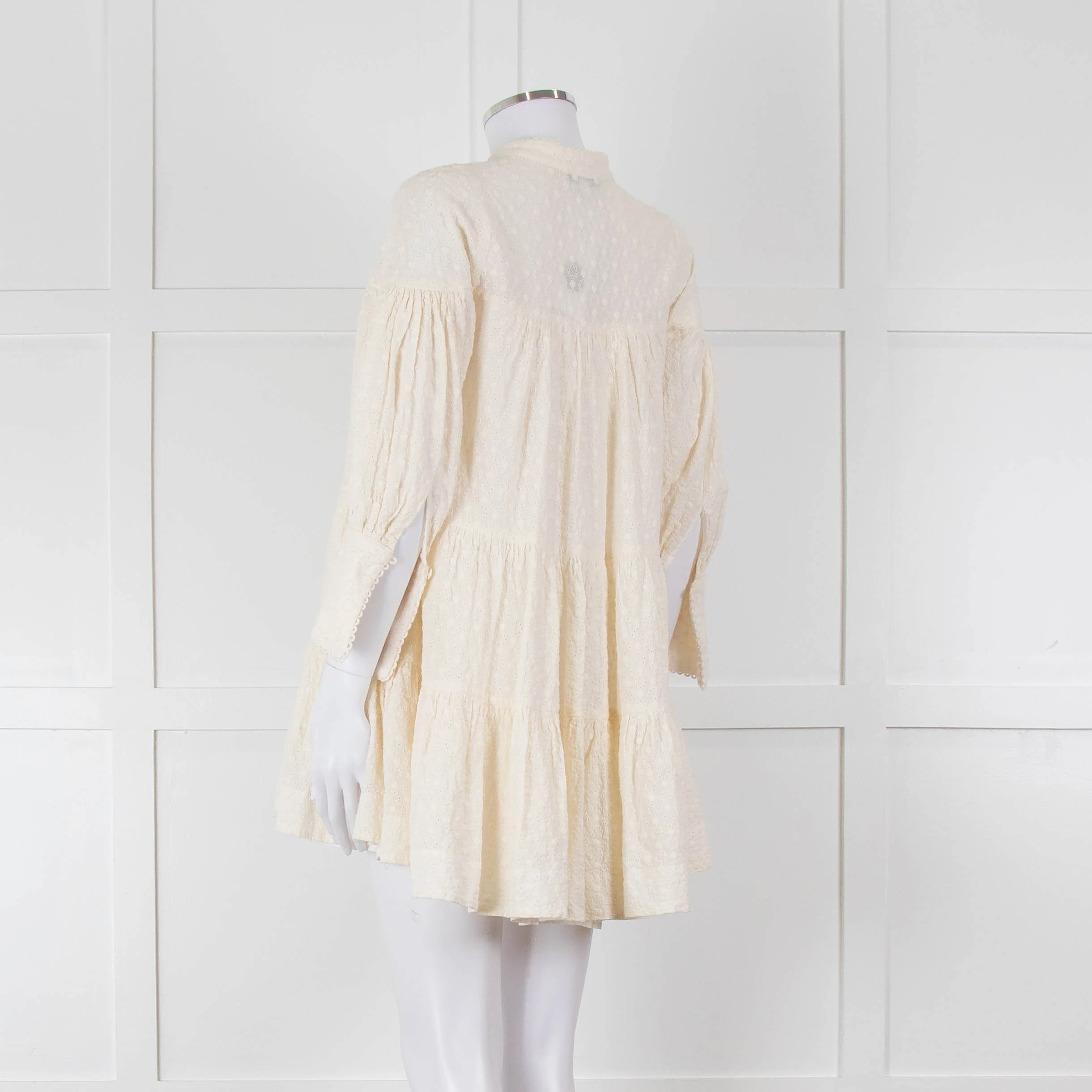 Shona Joy Cream Broderie Tiered Mini Dress - Image 6
