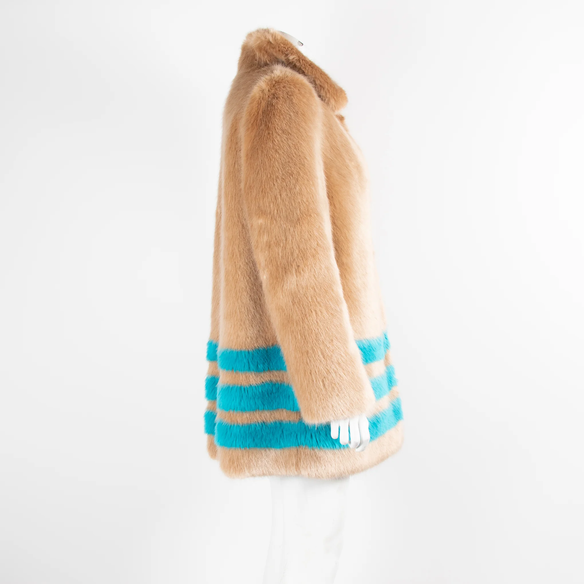 Shrimps Beige Coat with Turquoise Stripes - Image 2
