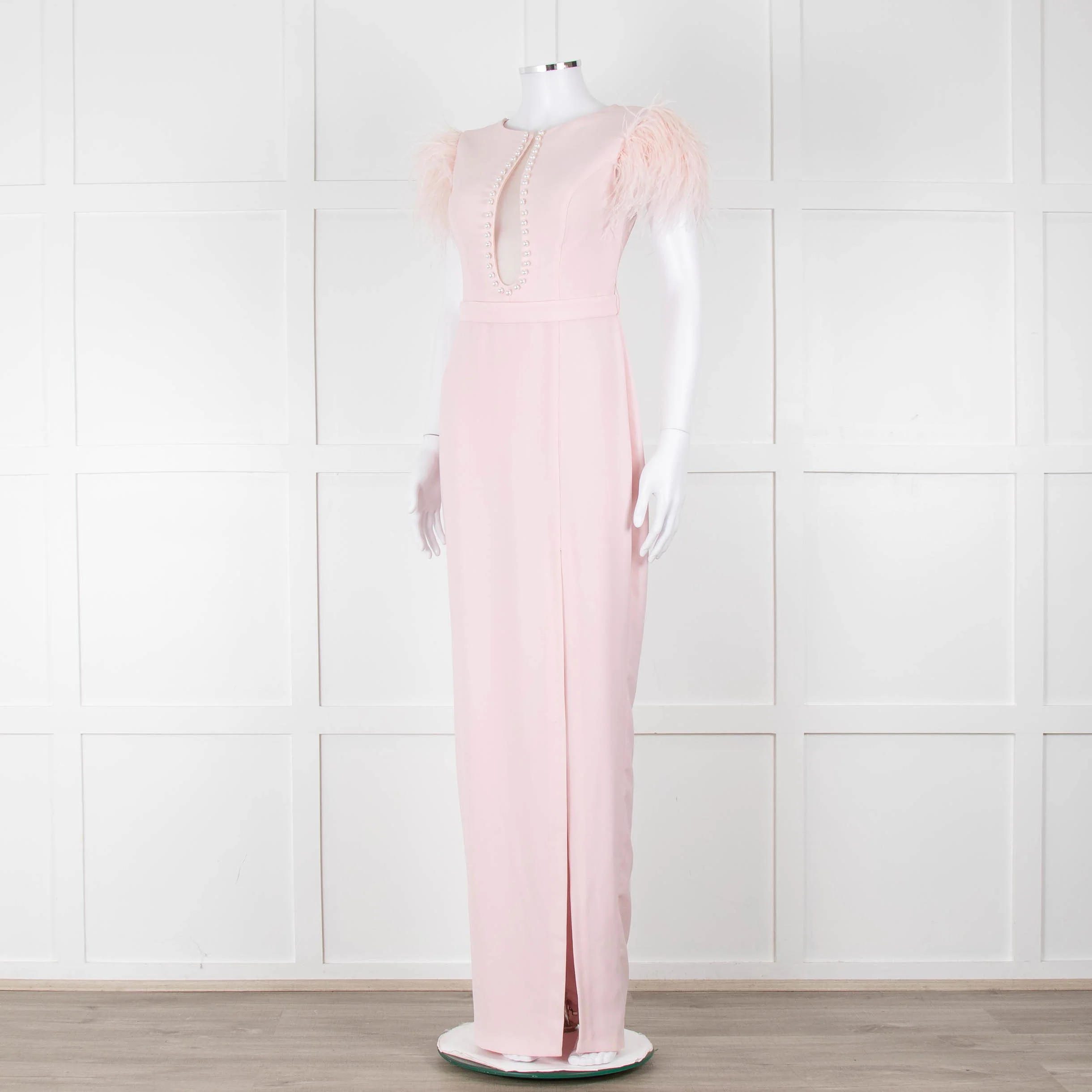Silvia Navarro Landon Pink Long Dress With Pink Feather Shoulders - Image 8