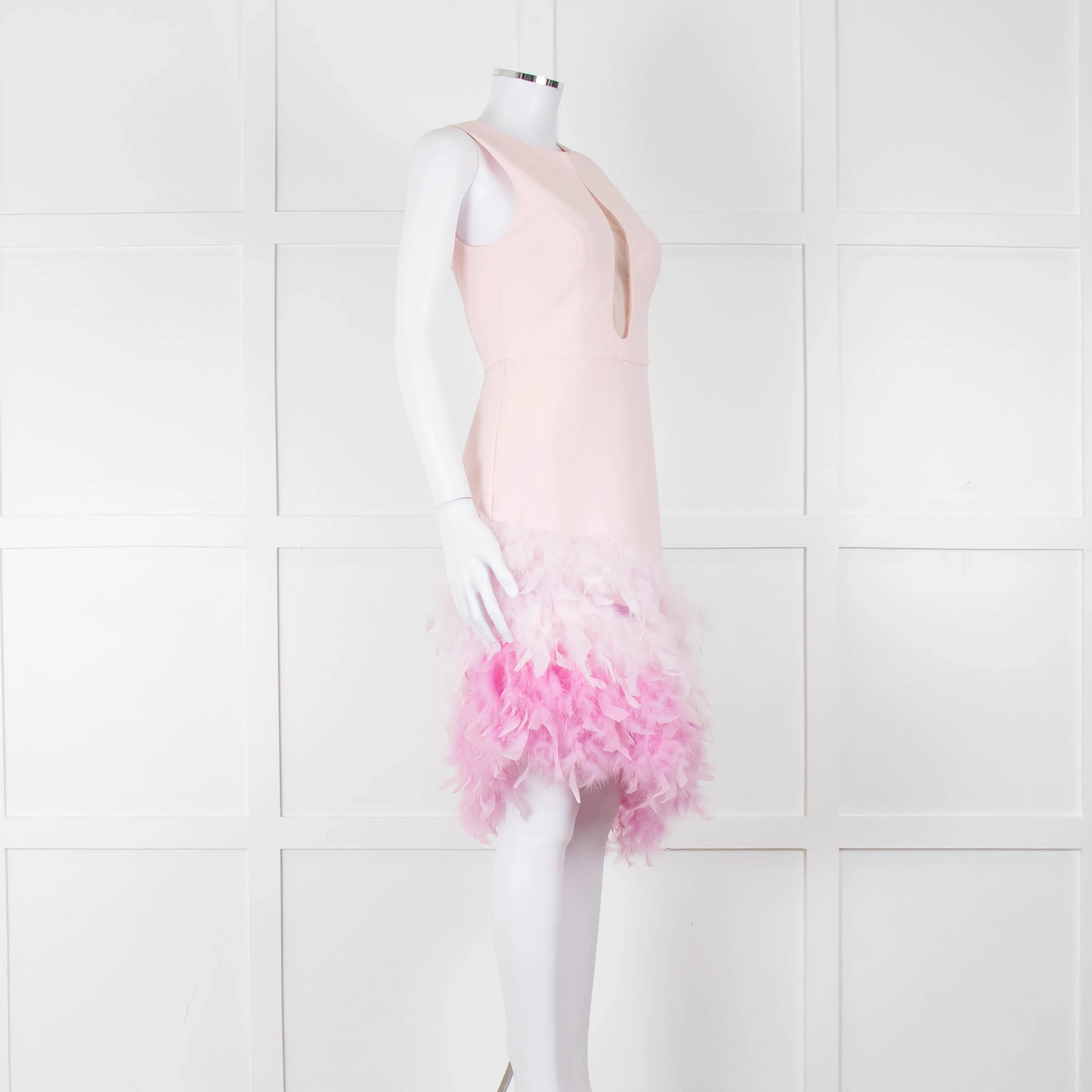 Silvia Navarro Pink Shift Dress With Graduated Pink Feather Hem - Image 2