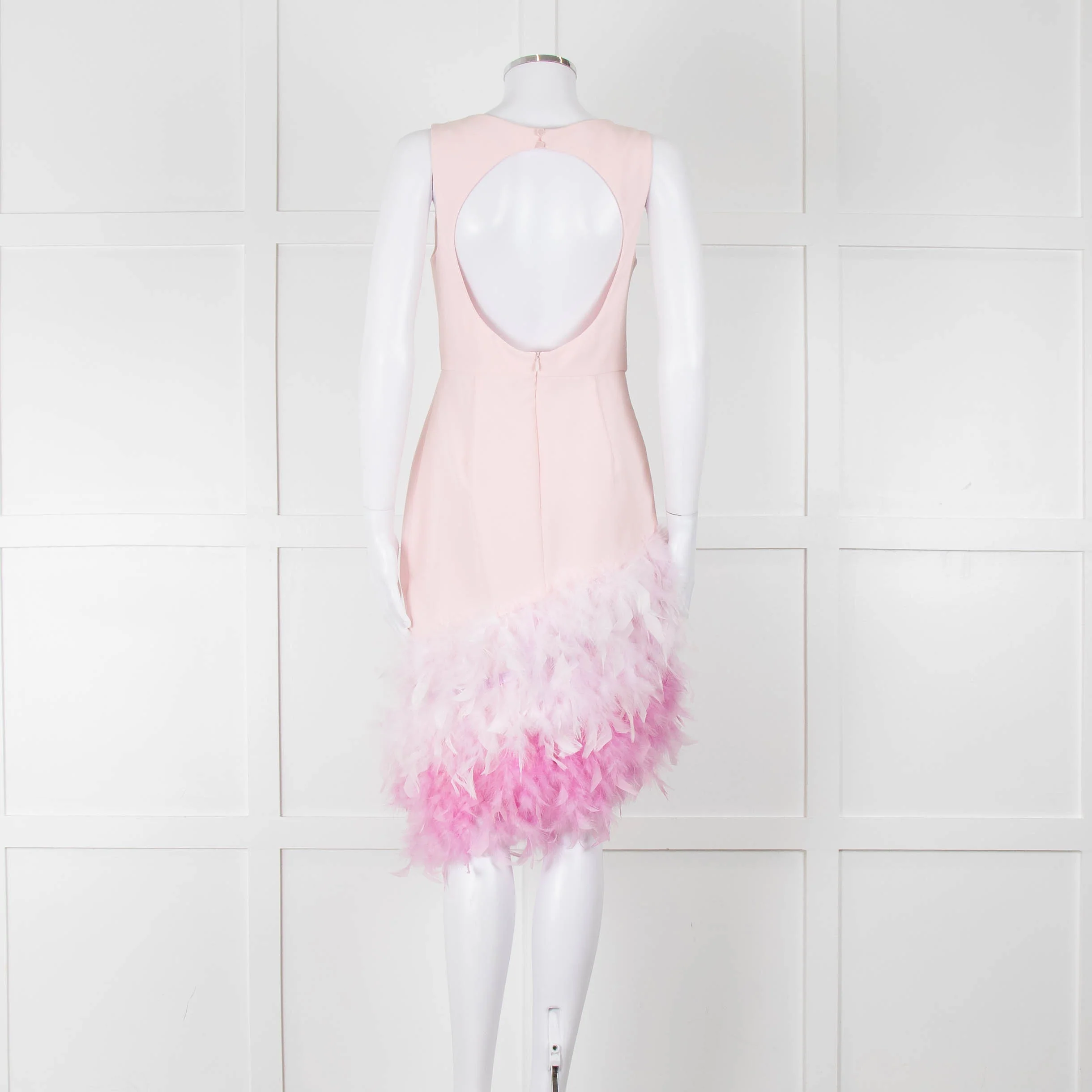 Silvia Navarro Pink Shift Dress With Graduated Pink Feather Hem - Image 5