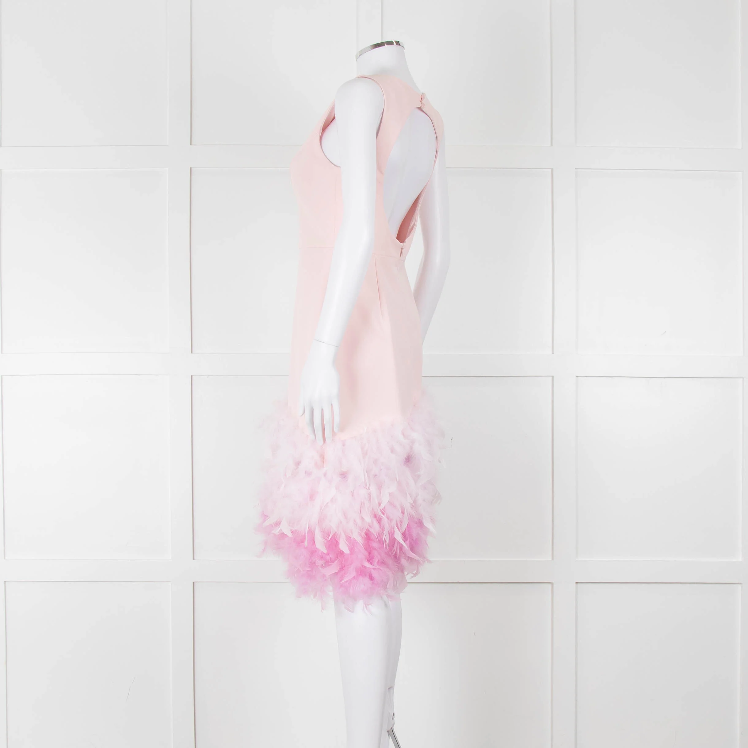 Silvia Navarro Pink Shift Dress With Graduated Pink Feather Hem - Image 6
