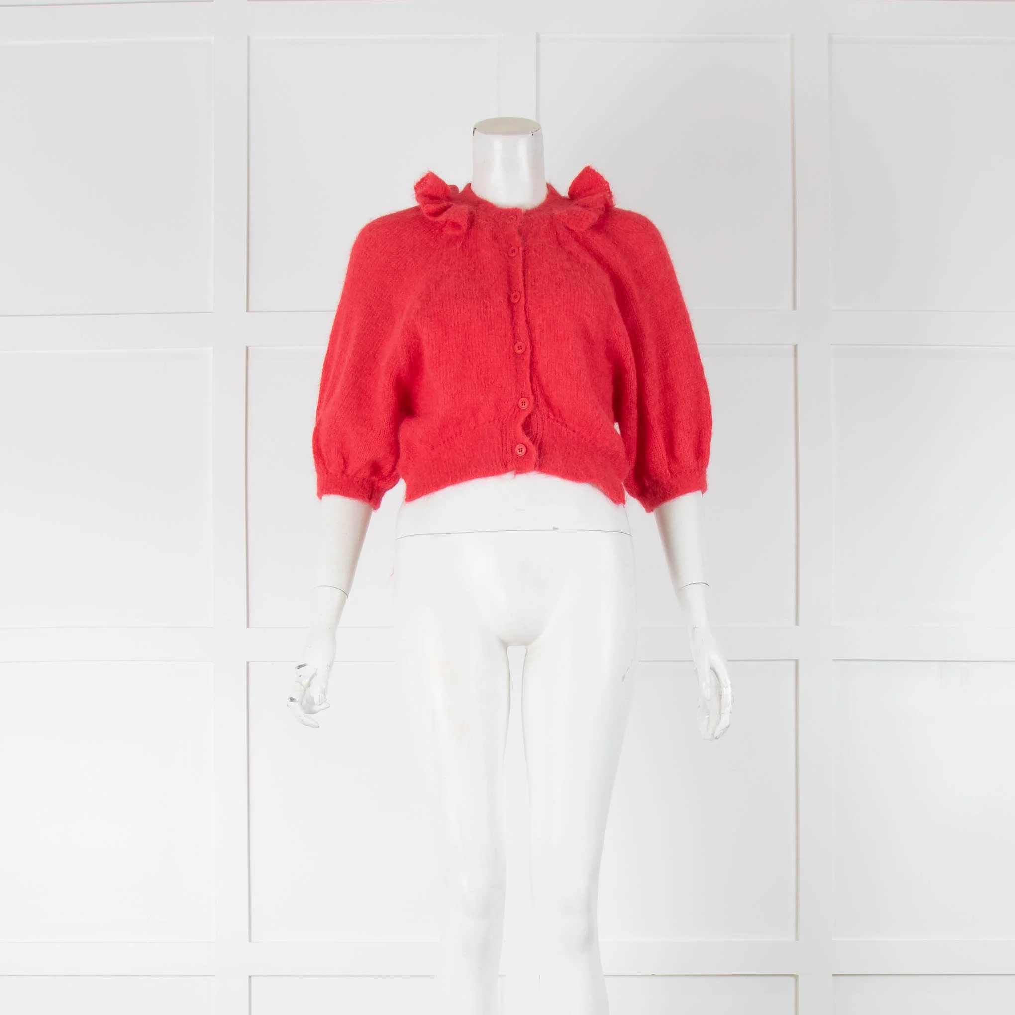 Simone Rocha Raspberry Mohair Short Cardigan