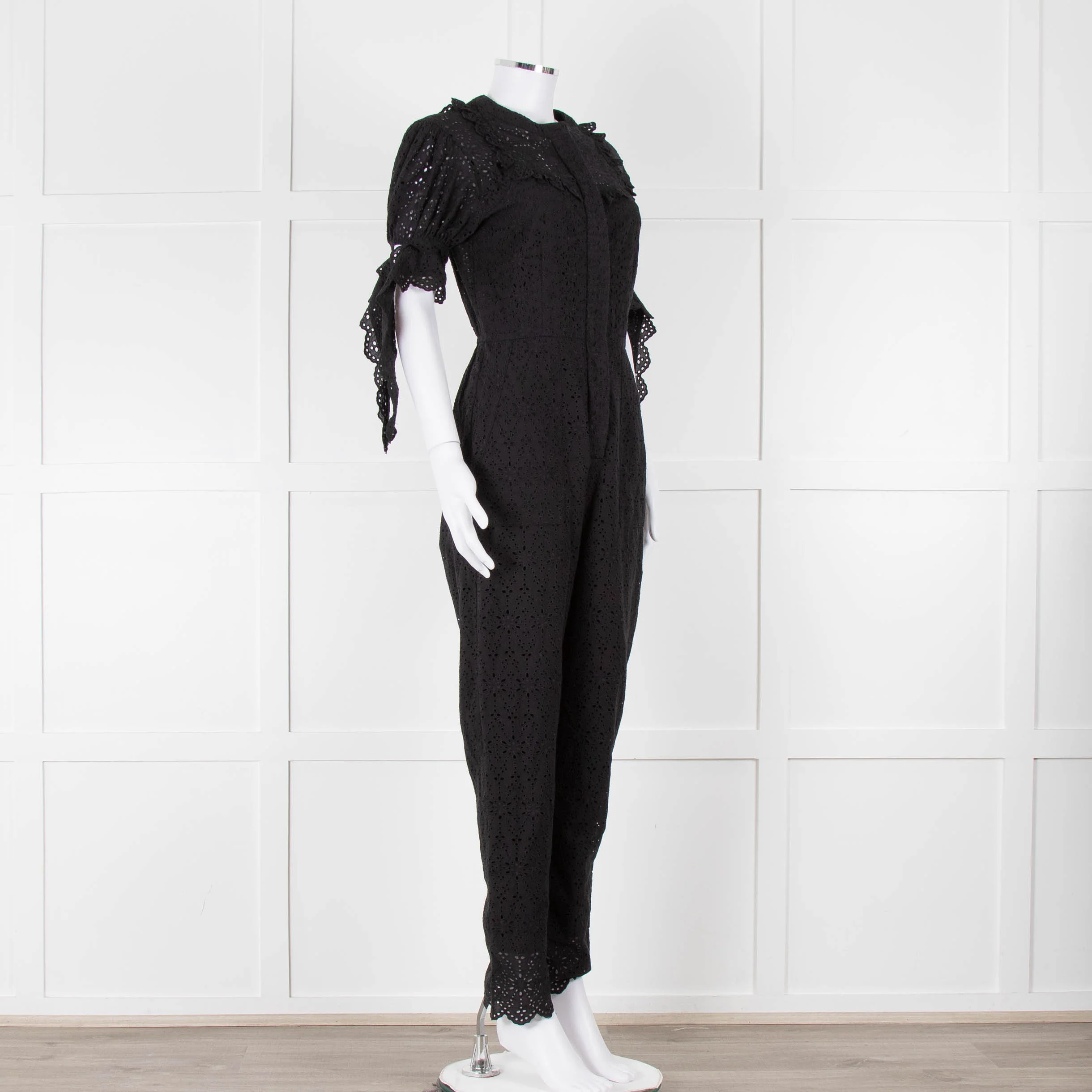SIR Black Cotton Broderie Anglaise Jumpsuit - Image 2