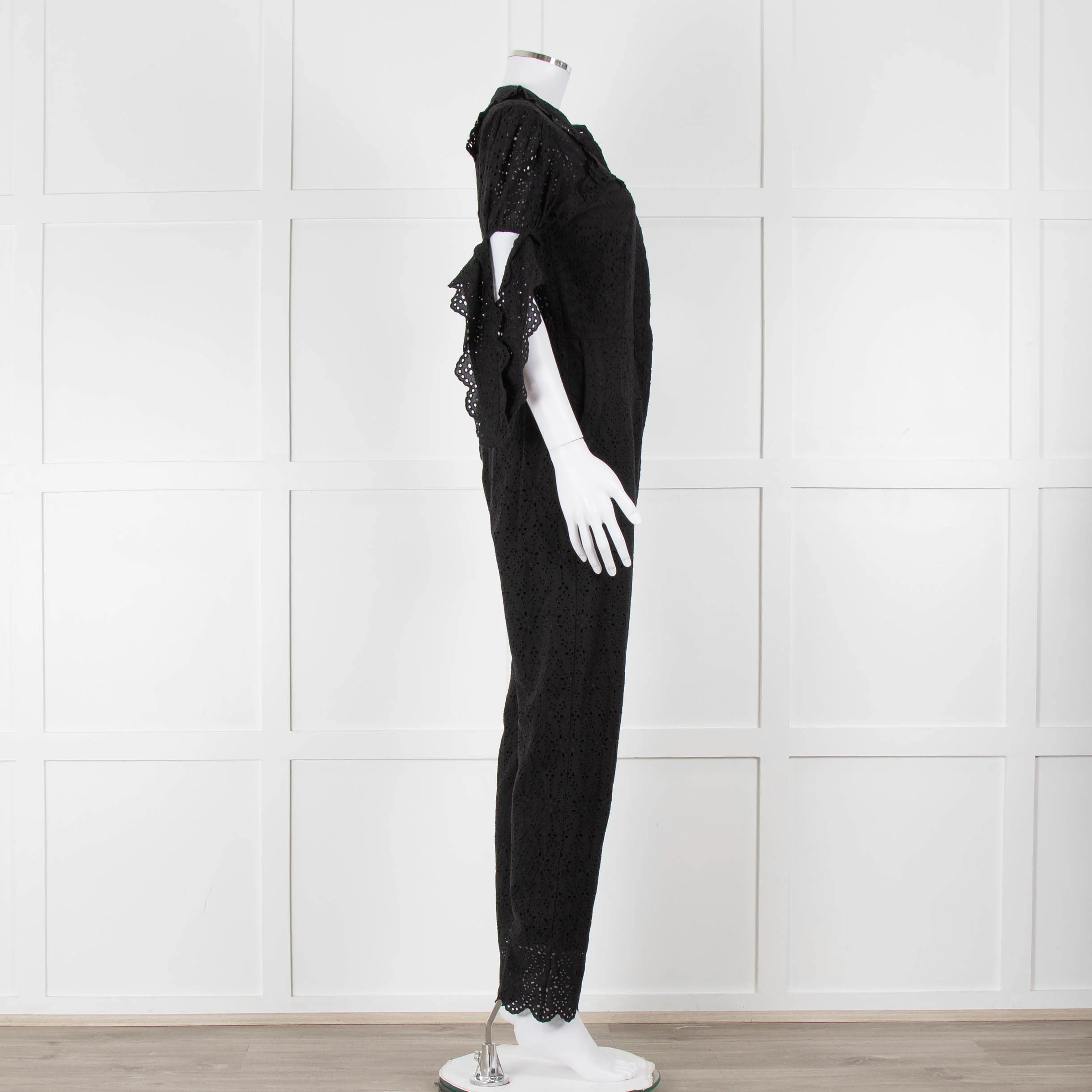 SIR Black Cotton Broderie Anglaise Jumpsuit - Image 3