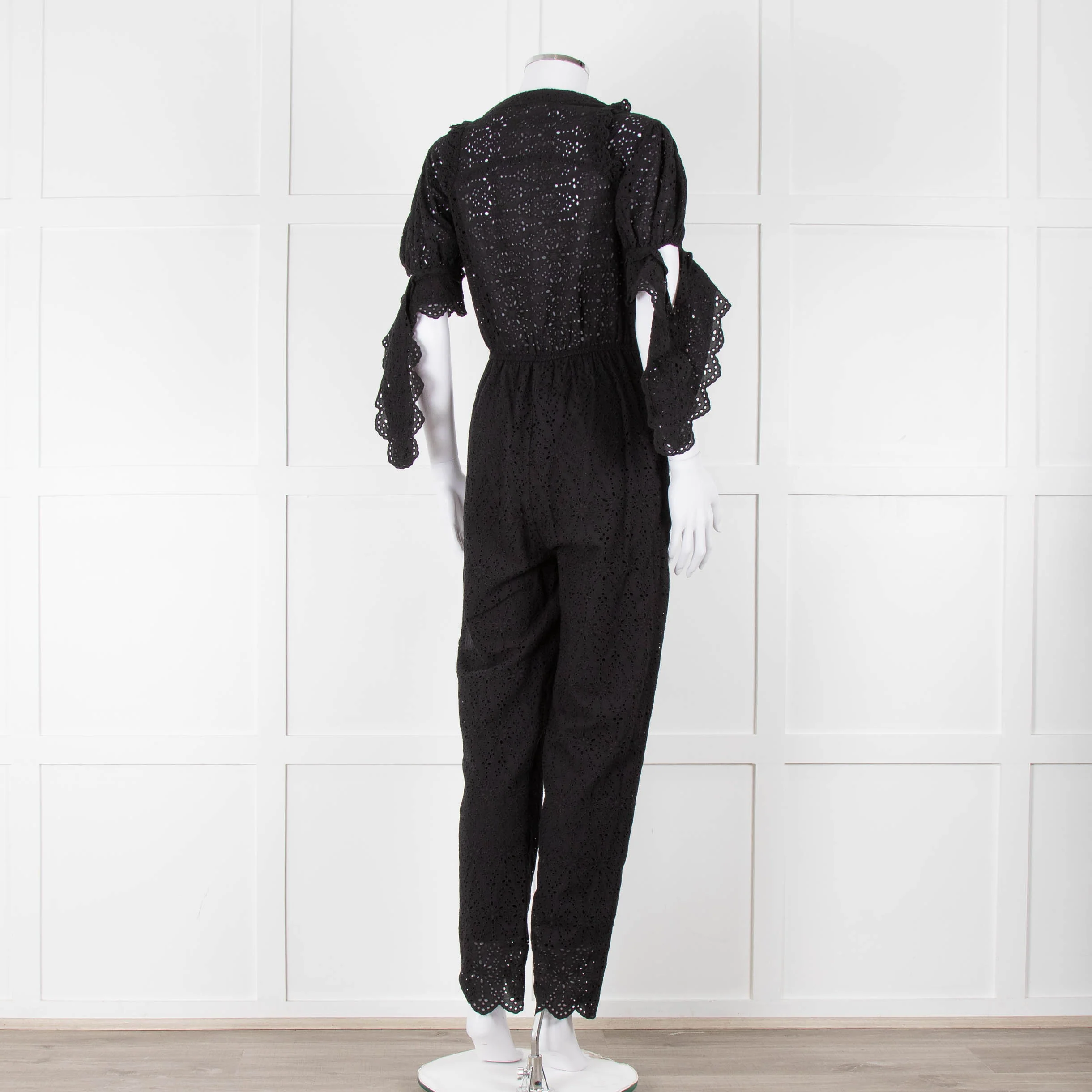SIR Black Cotton Broderie Anglaise Jumpsuit - Image 4