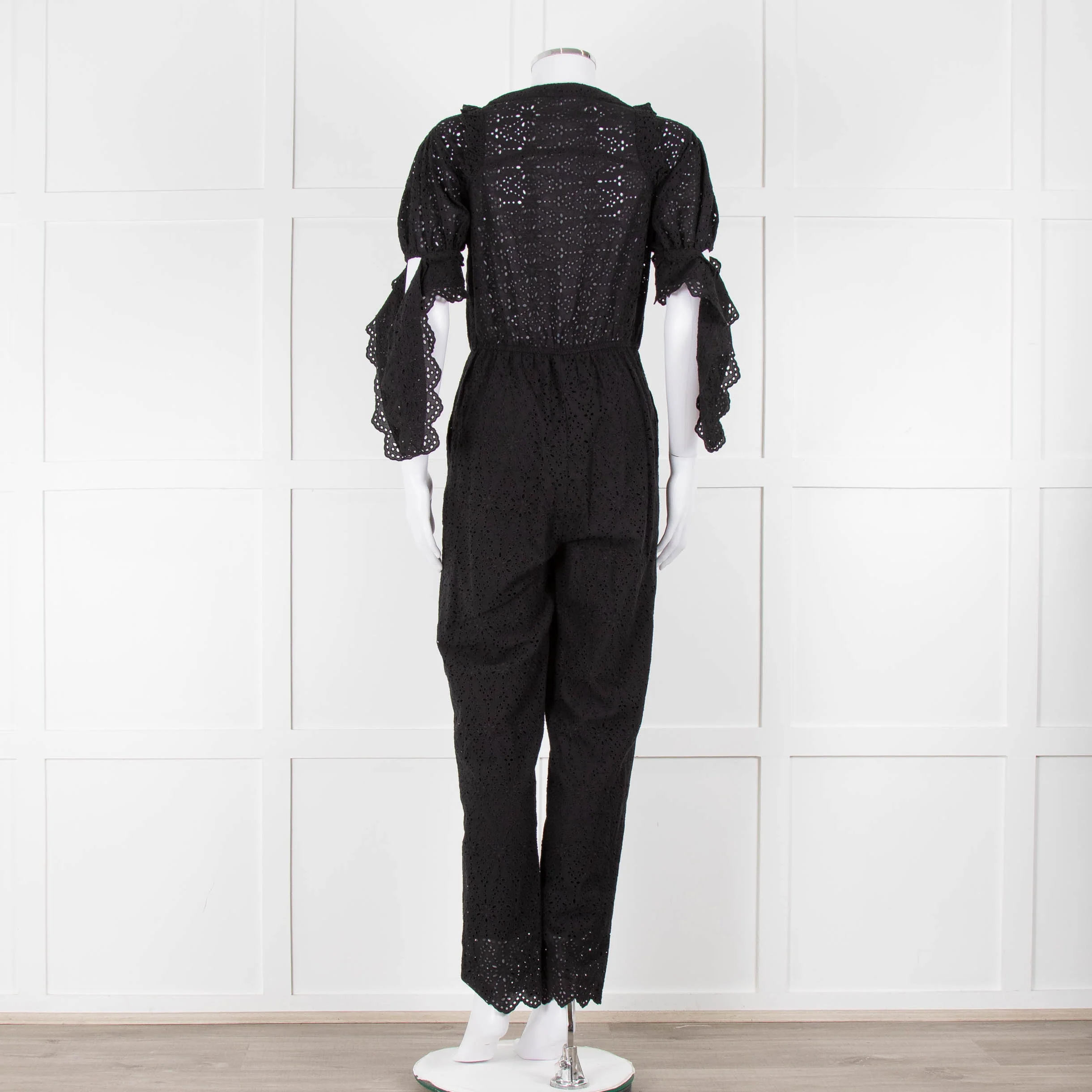 SIR Black Cotton Broderie Anglaise Jumpsuit - Image 5