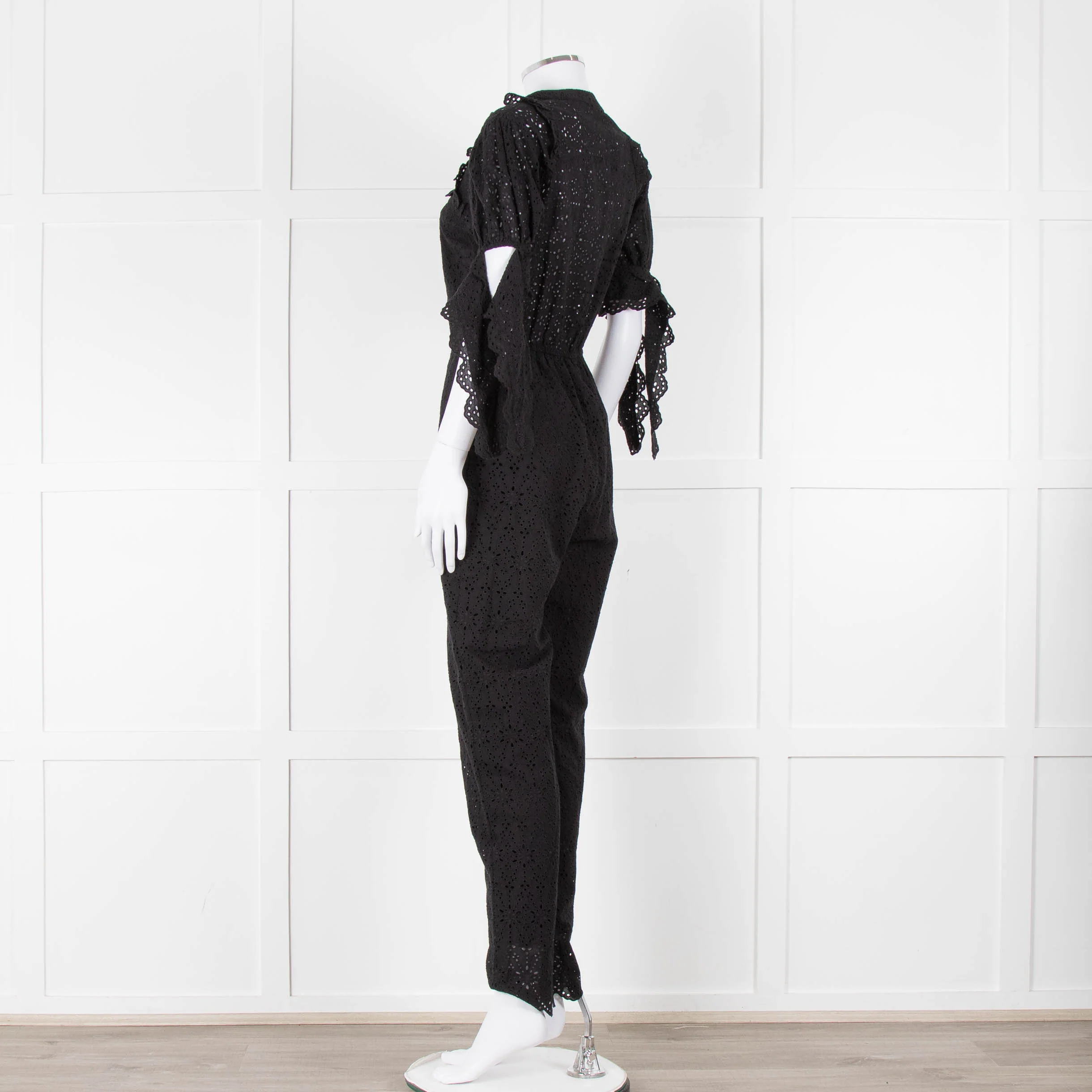 SIR Black Cotton Broderie Anglaise Jumpsuit - Image 6