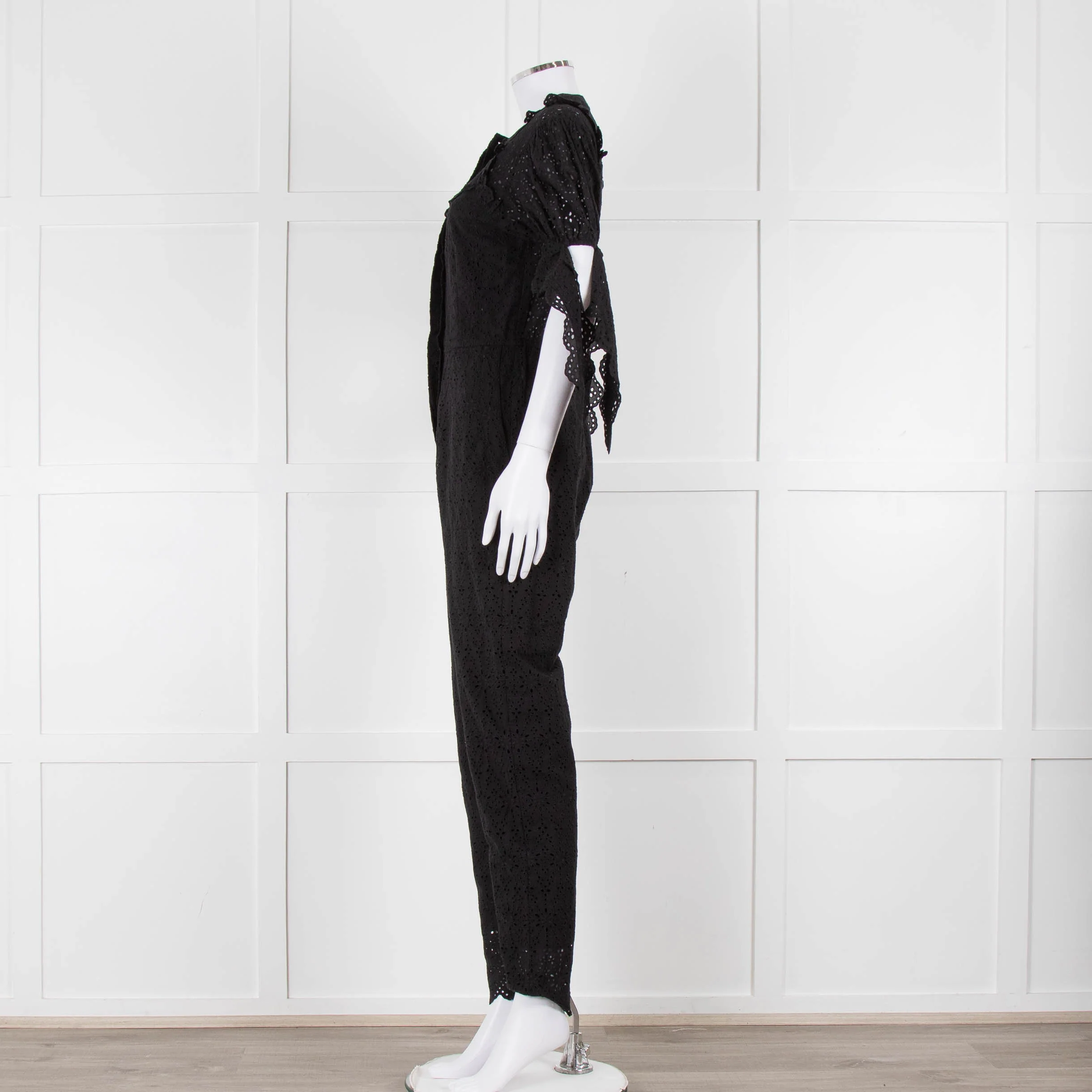 SIR Black Cotton Broderie Anglaise Jumpsuit - Image 7