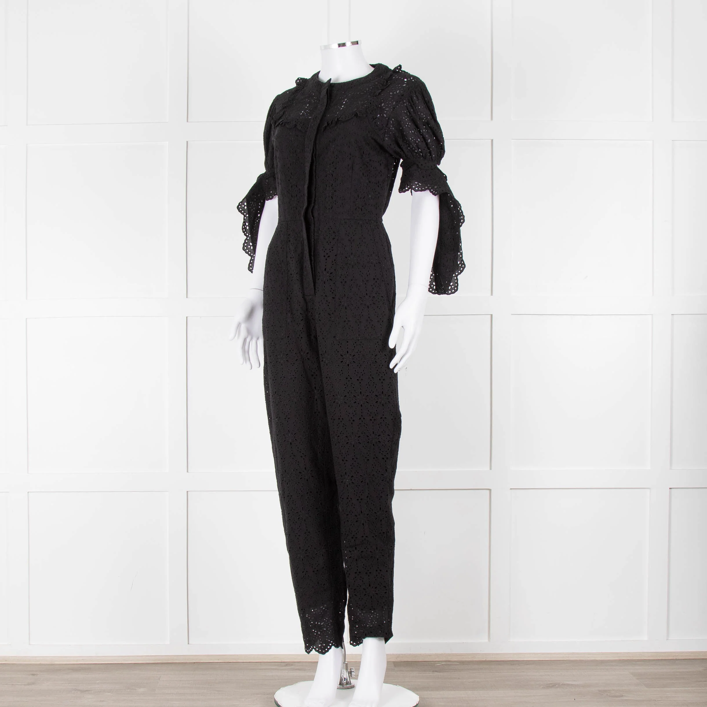 SIR Black Cotton Broderie Anglaise Jumpsuit - Image 8