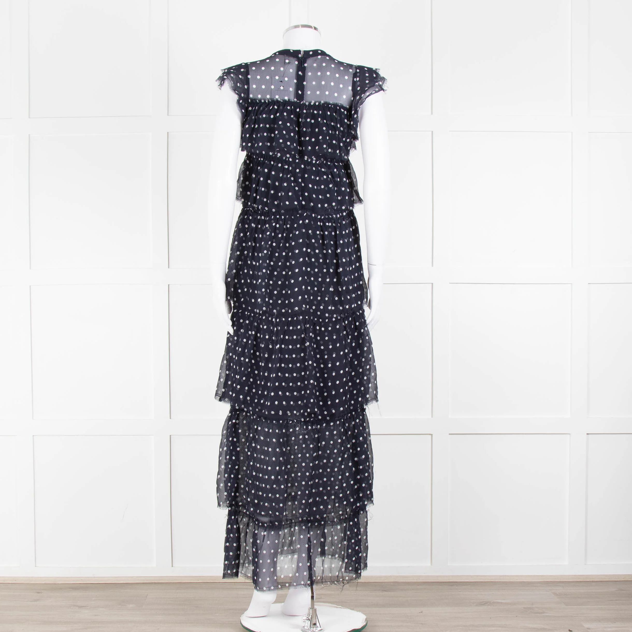 SIR Navy White Polka Dot Sleeveless Ruffled Maxi Dress - Image 5