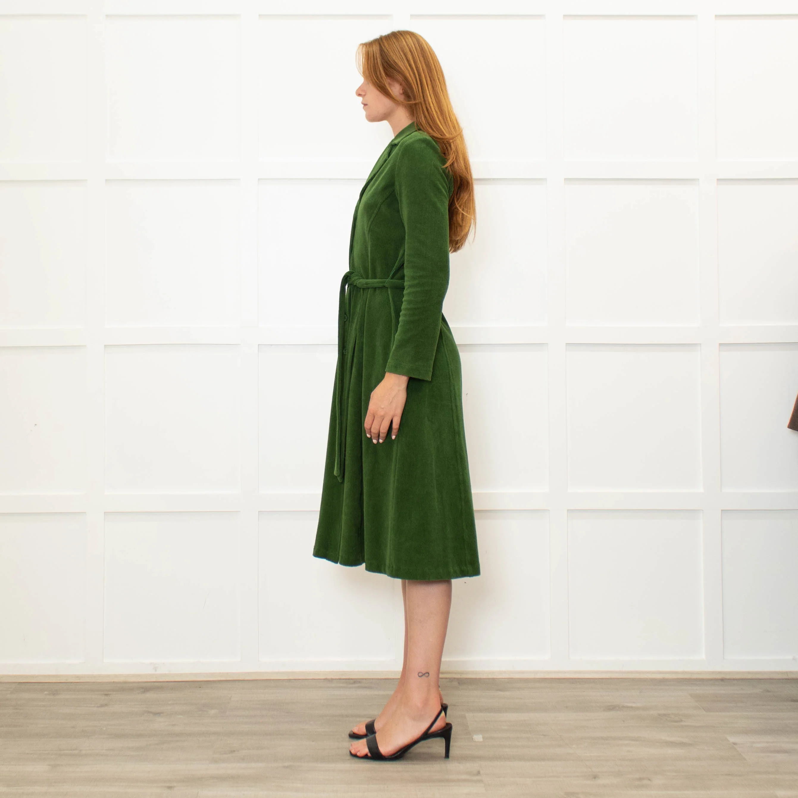 Siyu Green Corduroy Long Sleeve Dress - Image 4