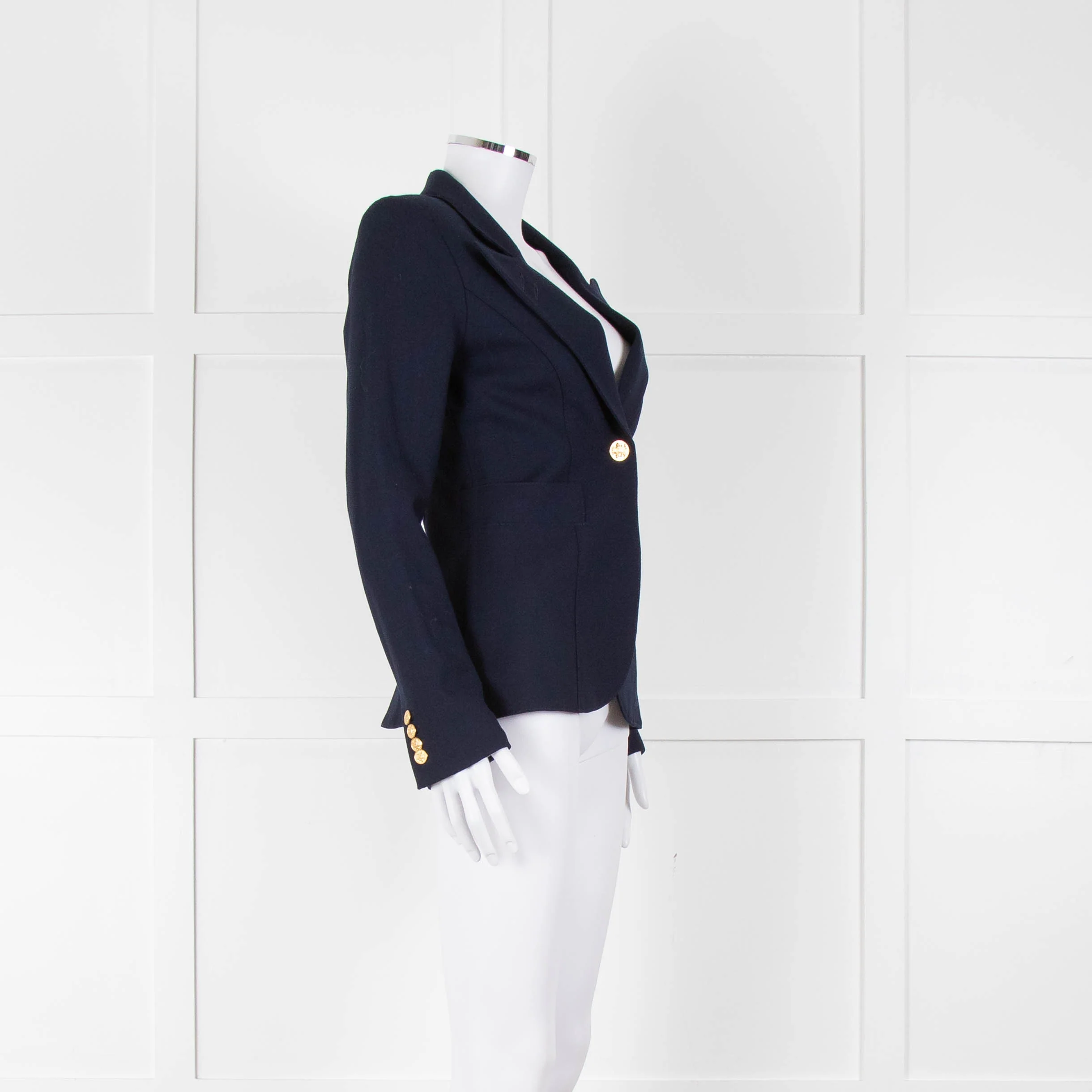 Smythe Navy Blue Gold Button Fitted Jacket - Image 2