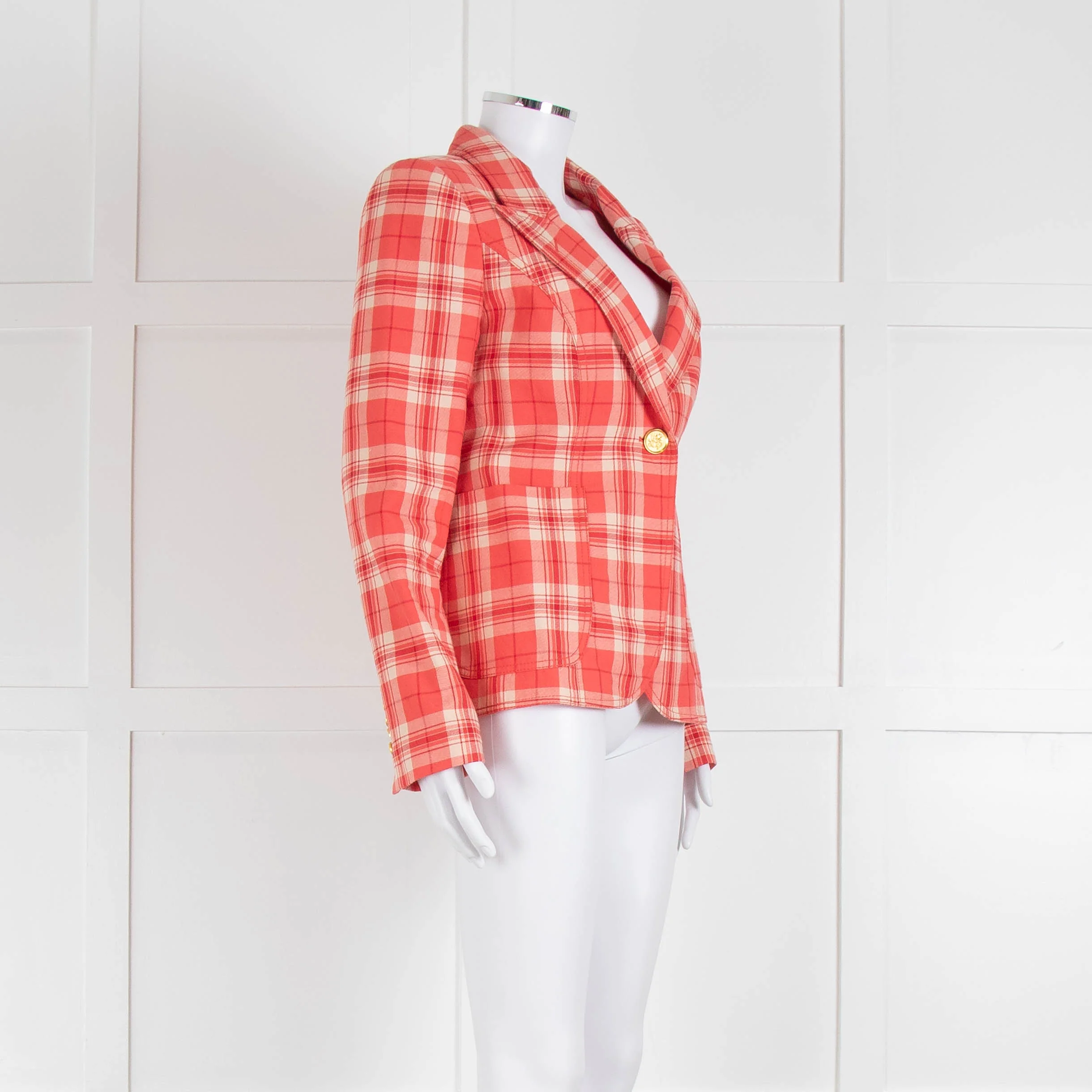 Smythe Orange Check Blazer With Gold Buttons - Image 2