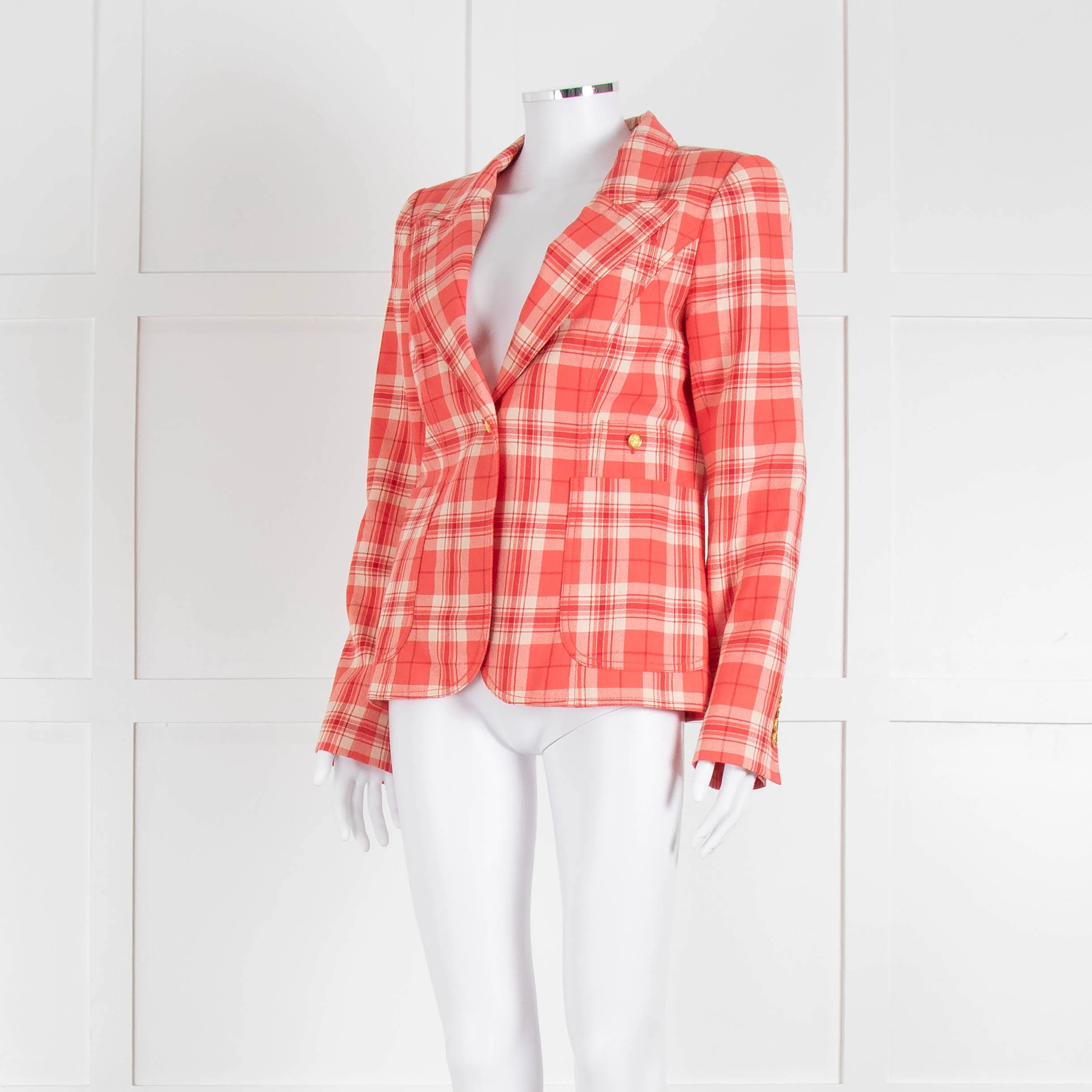 Smythe Orange Check Blazer With Gold Buttons - Image 8