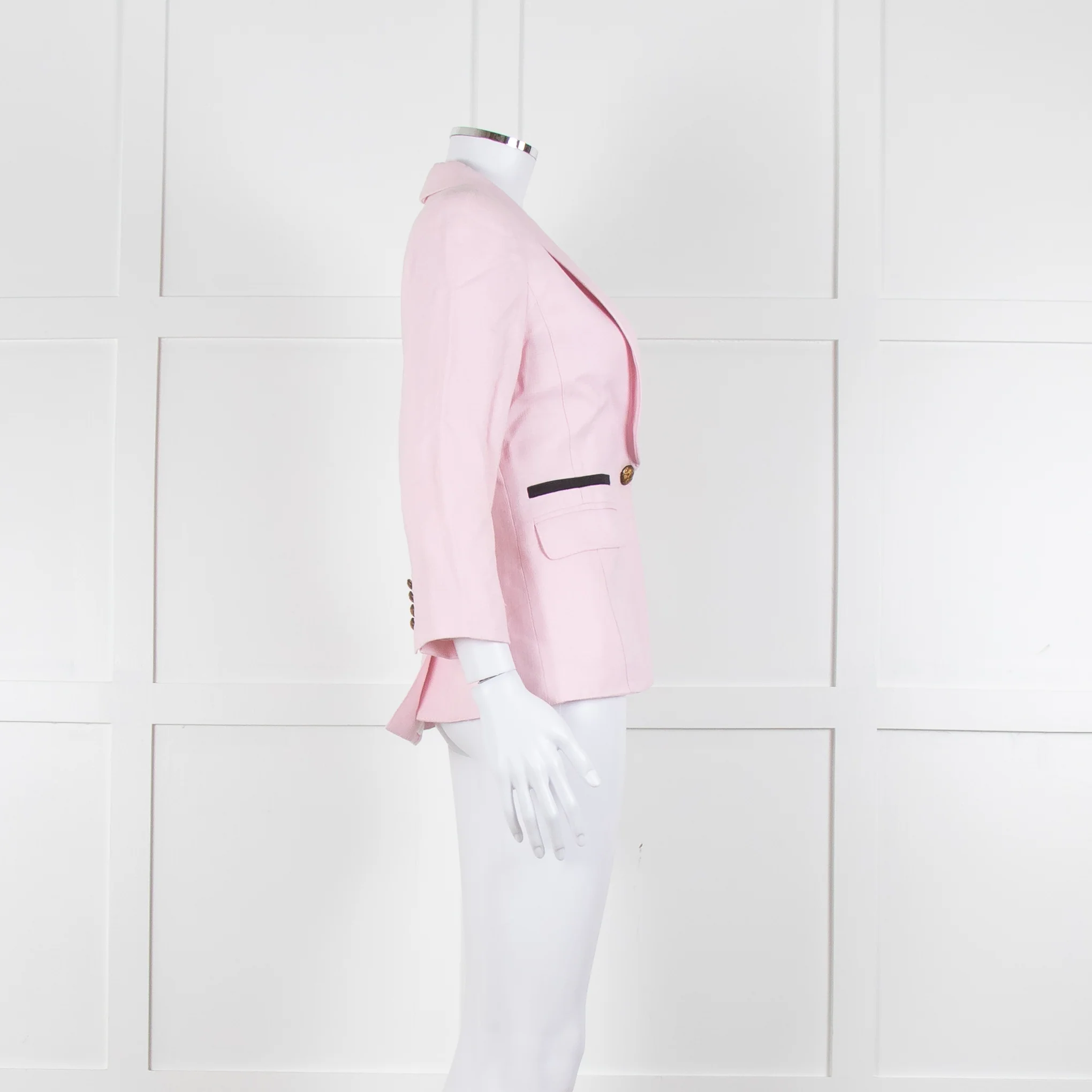 Smythe Pink Black Pocket Cotton Blend Blazer - Image 3