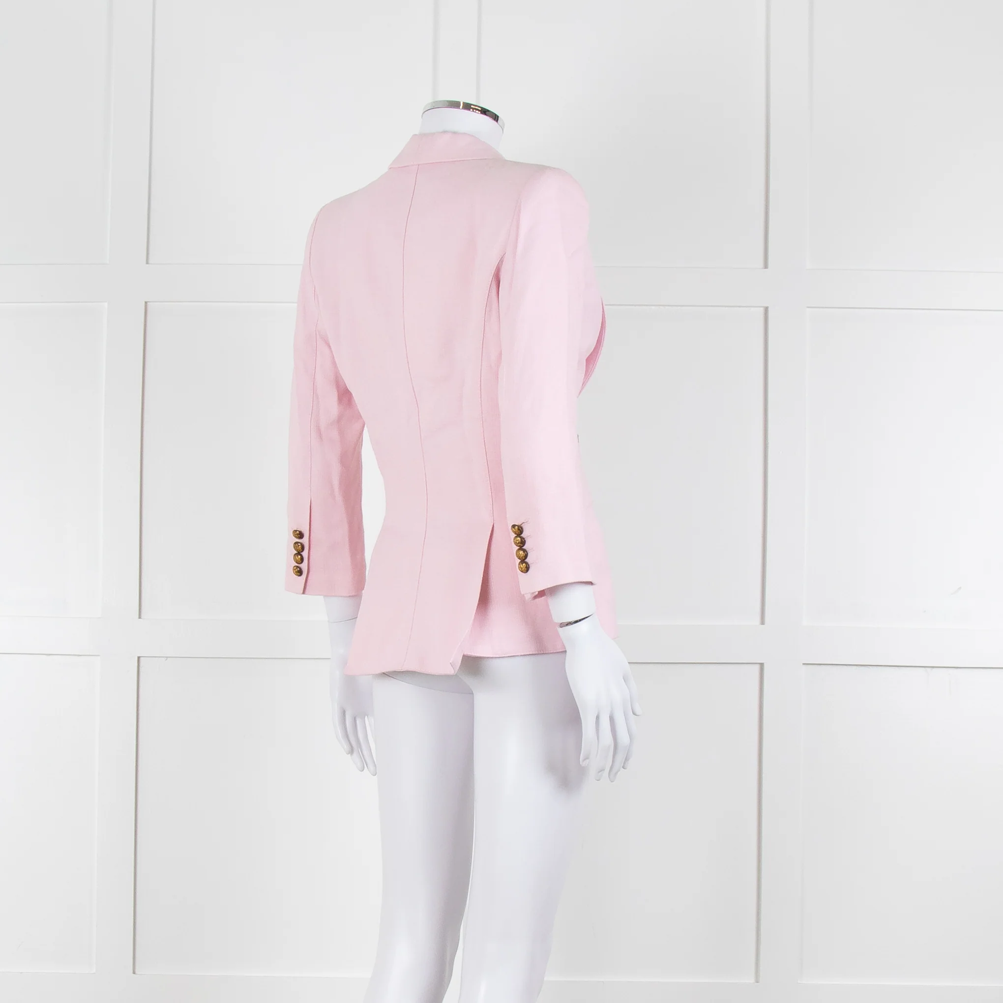 Smythe Pink Black Pocket Cotton Blend Blazer - Image 4