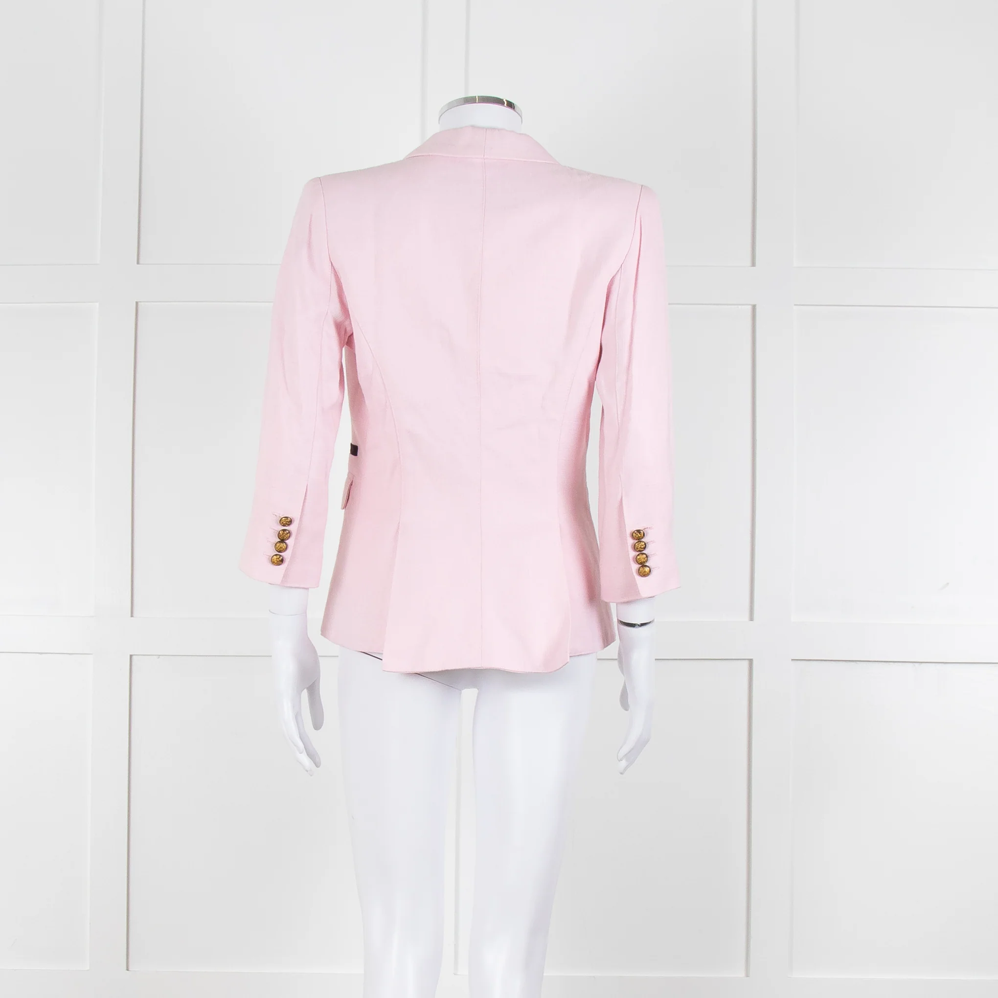 Smythe Pink Black Pocket Cotton Blend Blazer - Image 5