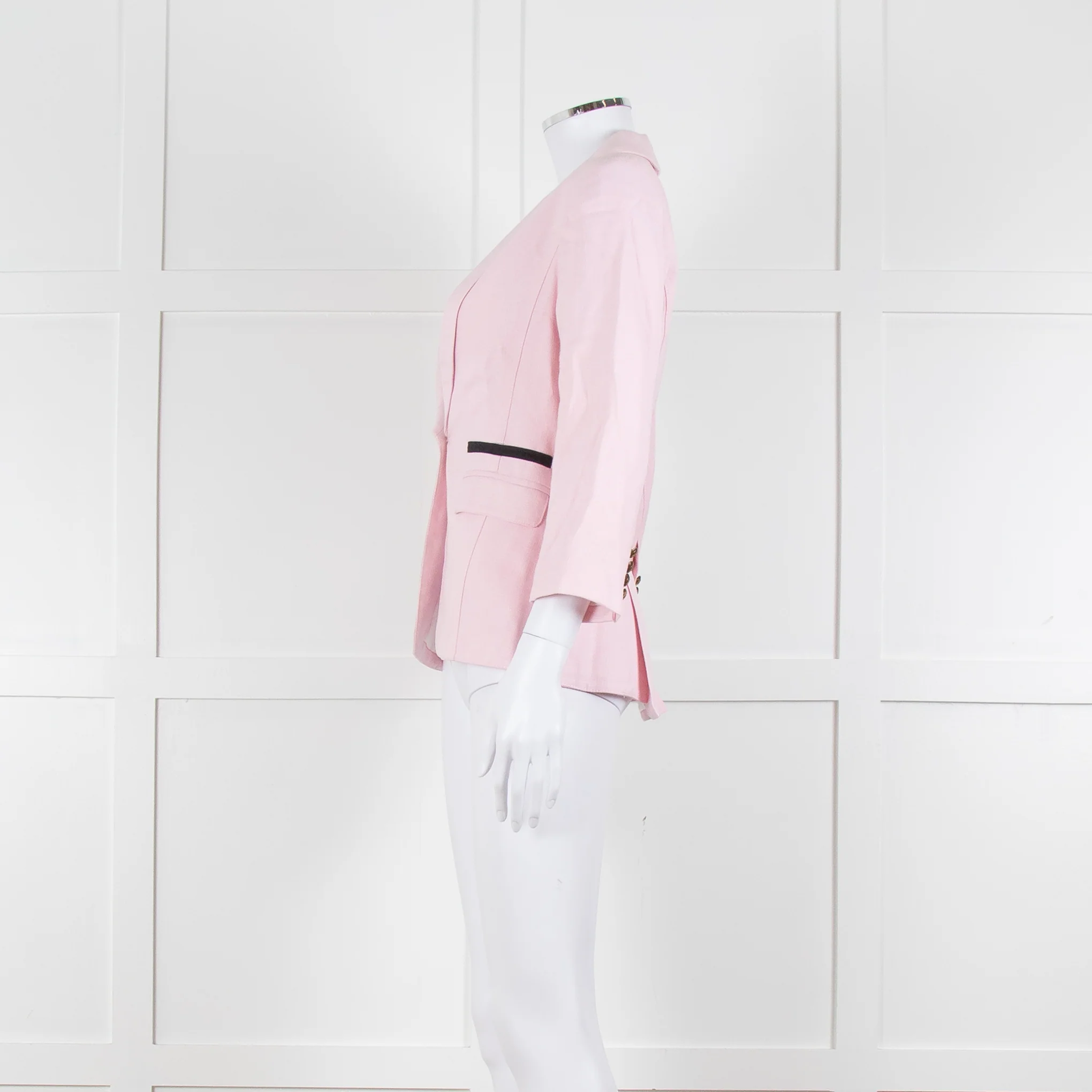 Smythe Pink Black Pocket Cotton Blend Blazer - Image 7