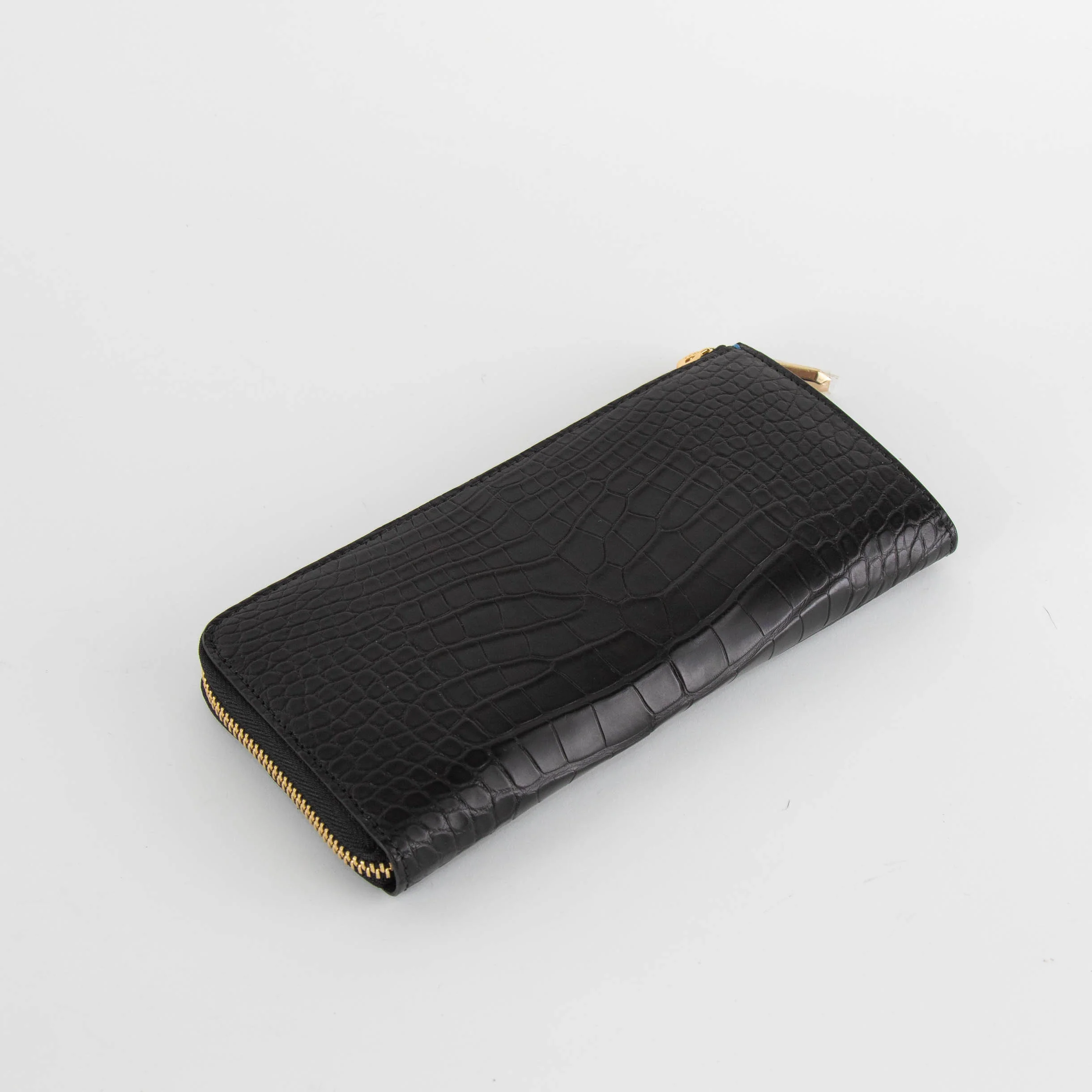Smythson Black Croc Embossed Zip Up Long Wallet - Image 2