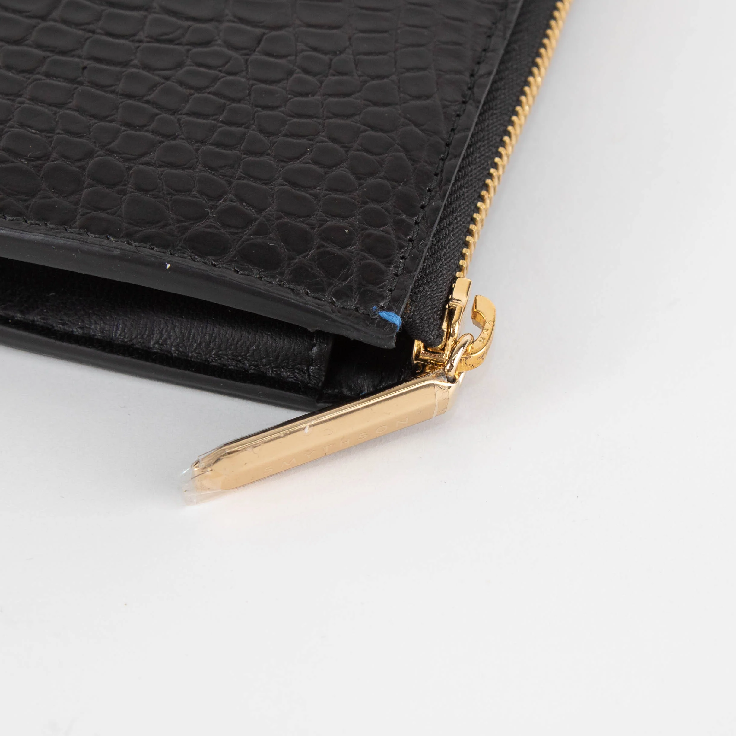 Smythson Black Croc Embossed Zip Up Long Wallet - Image 3