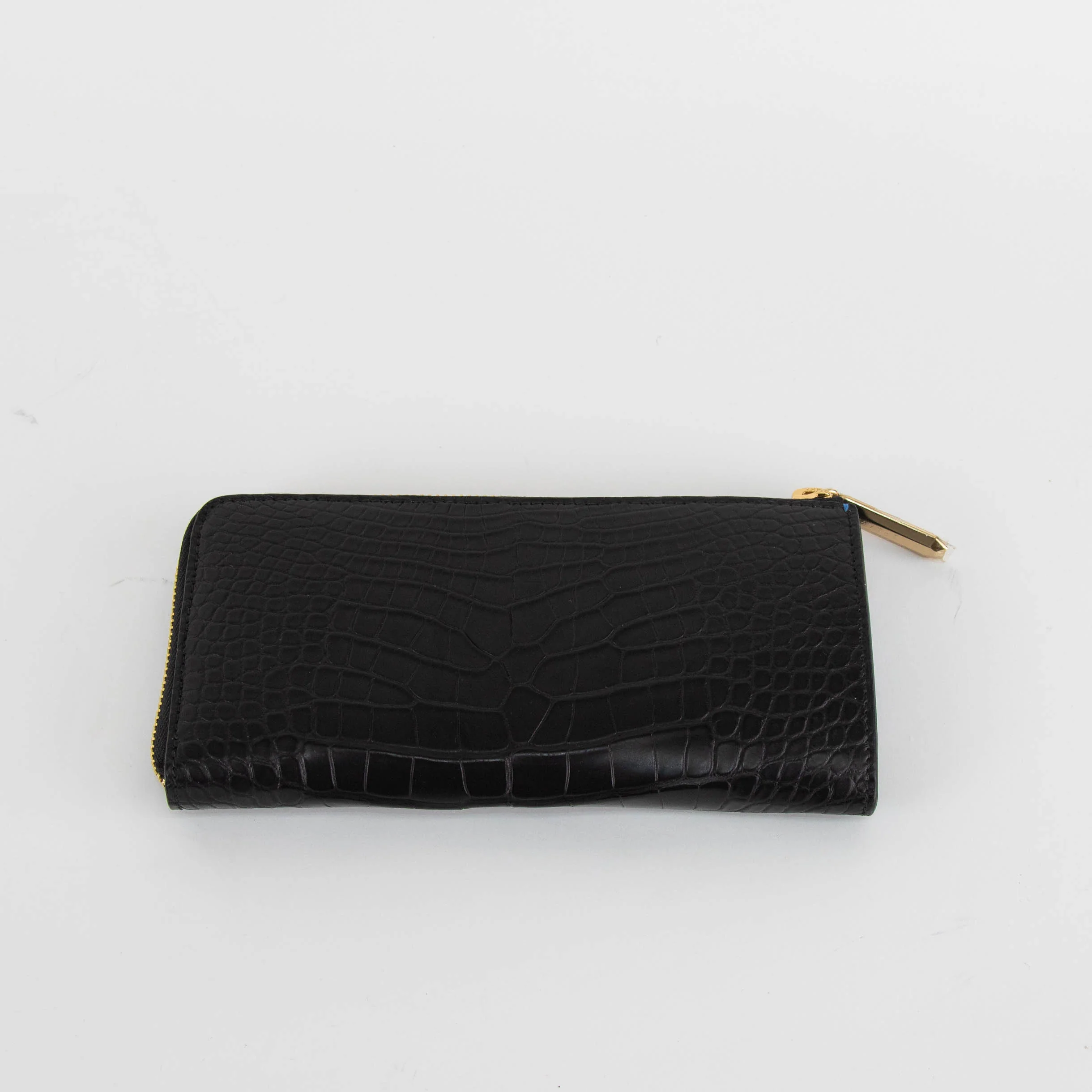 Smythson Black Croc Embossed Zip Up Long Wallet - Image 4