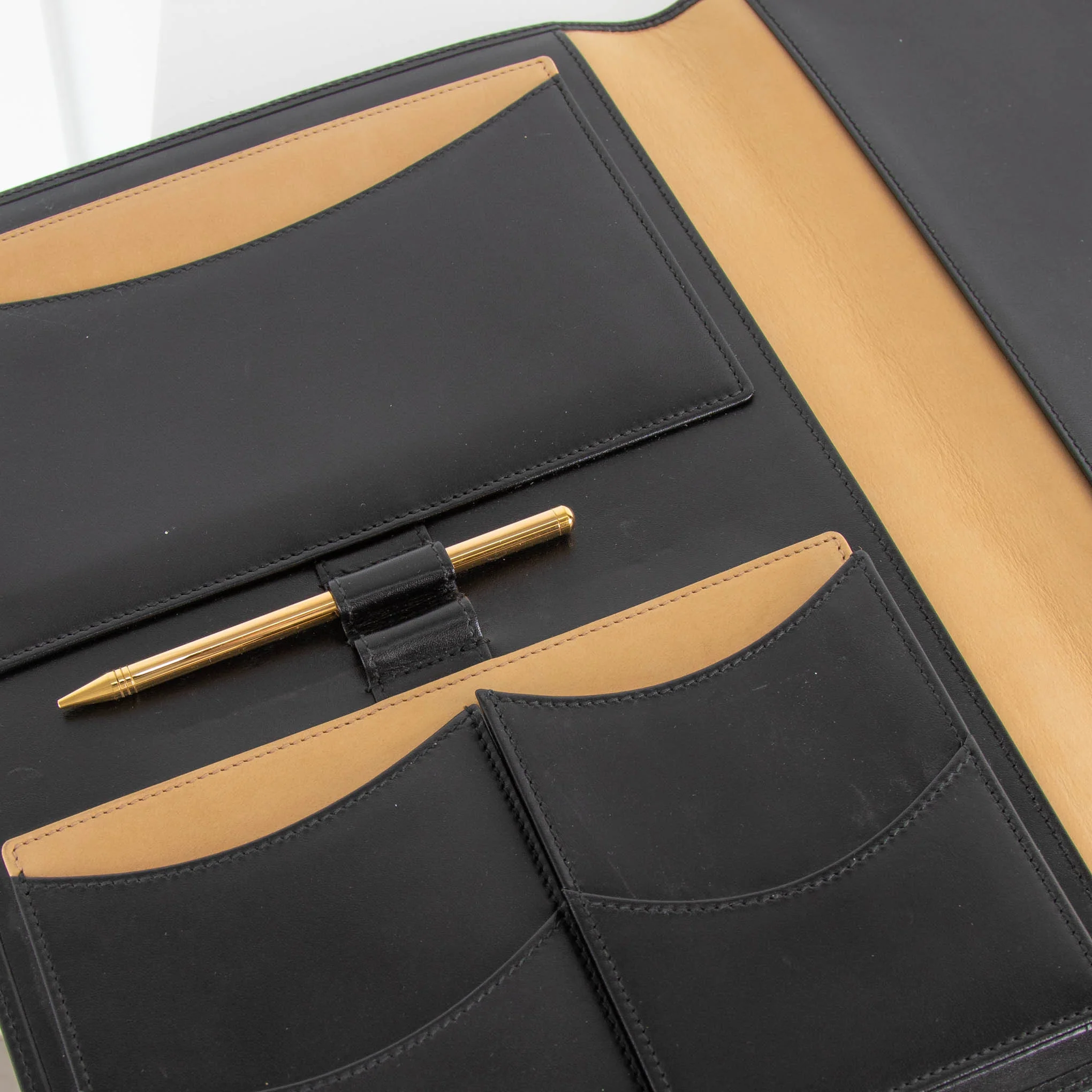 Smythson Black Leather Portfolio With Pencil - Image 3