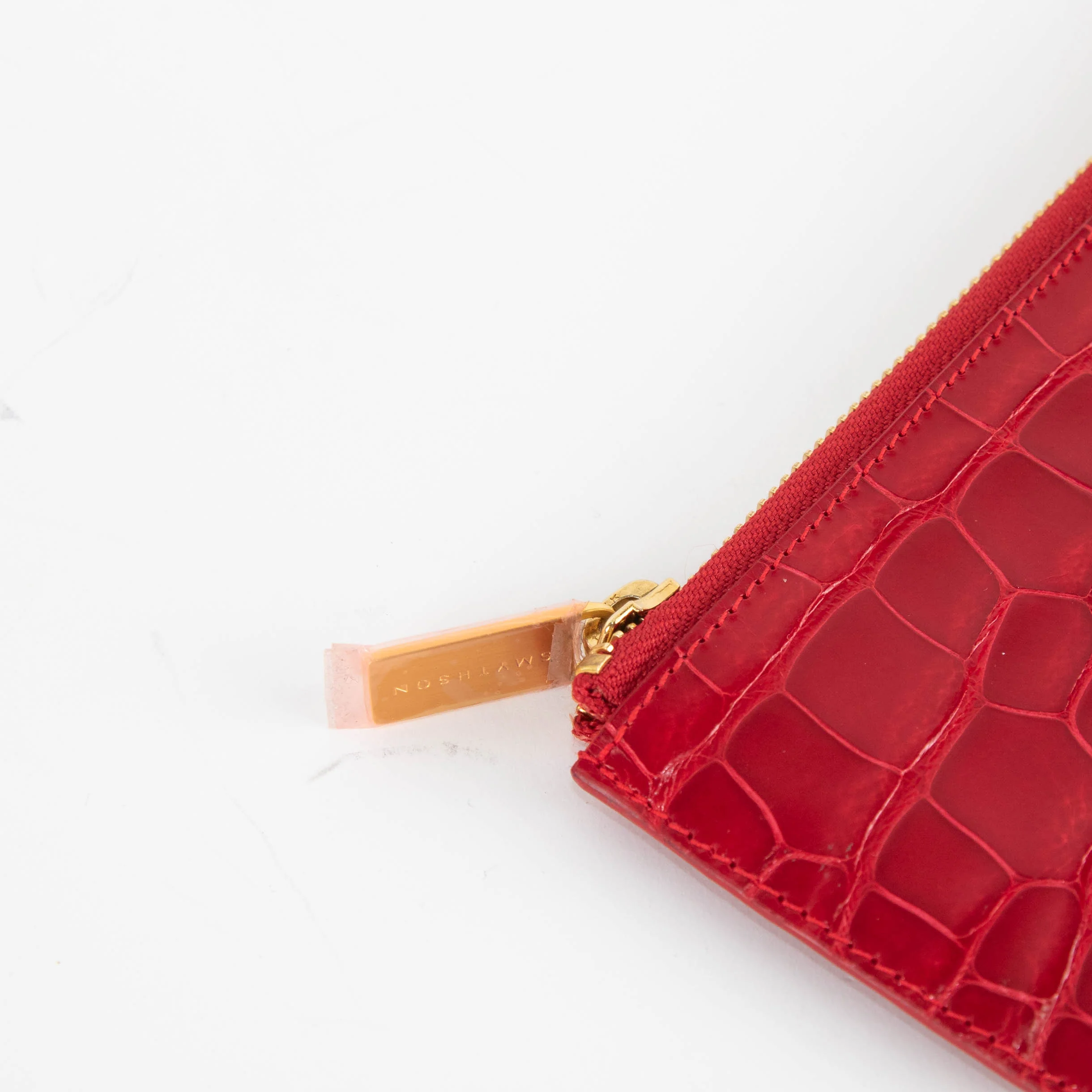 Smythson Red Croc Embossed Travel Organizer Wallet - Image 3