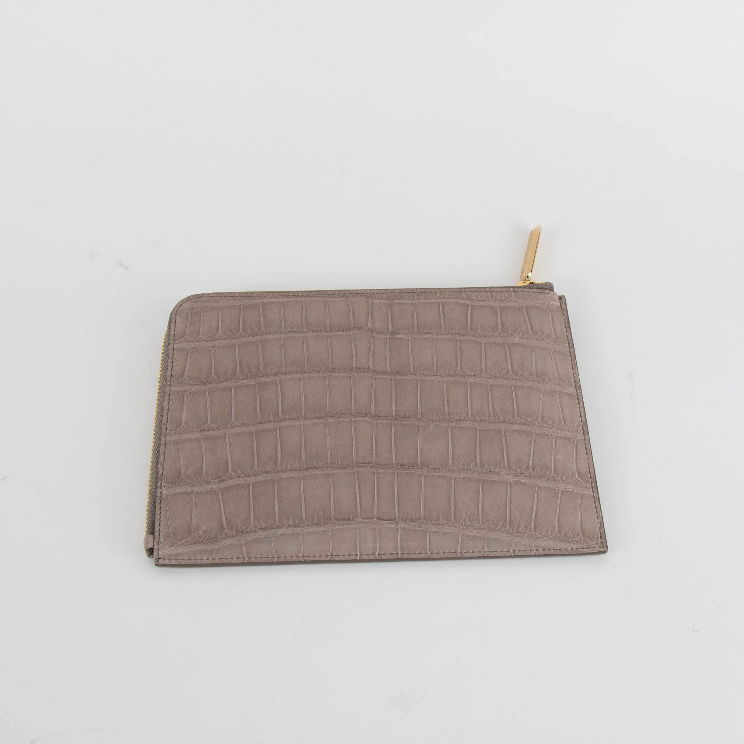 Smythson Taupe Croc Embossed Travel Organizer Wallet - Image 3