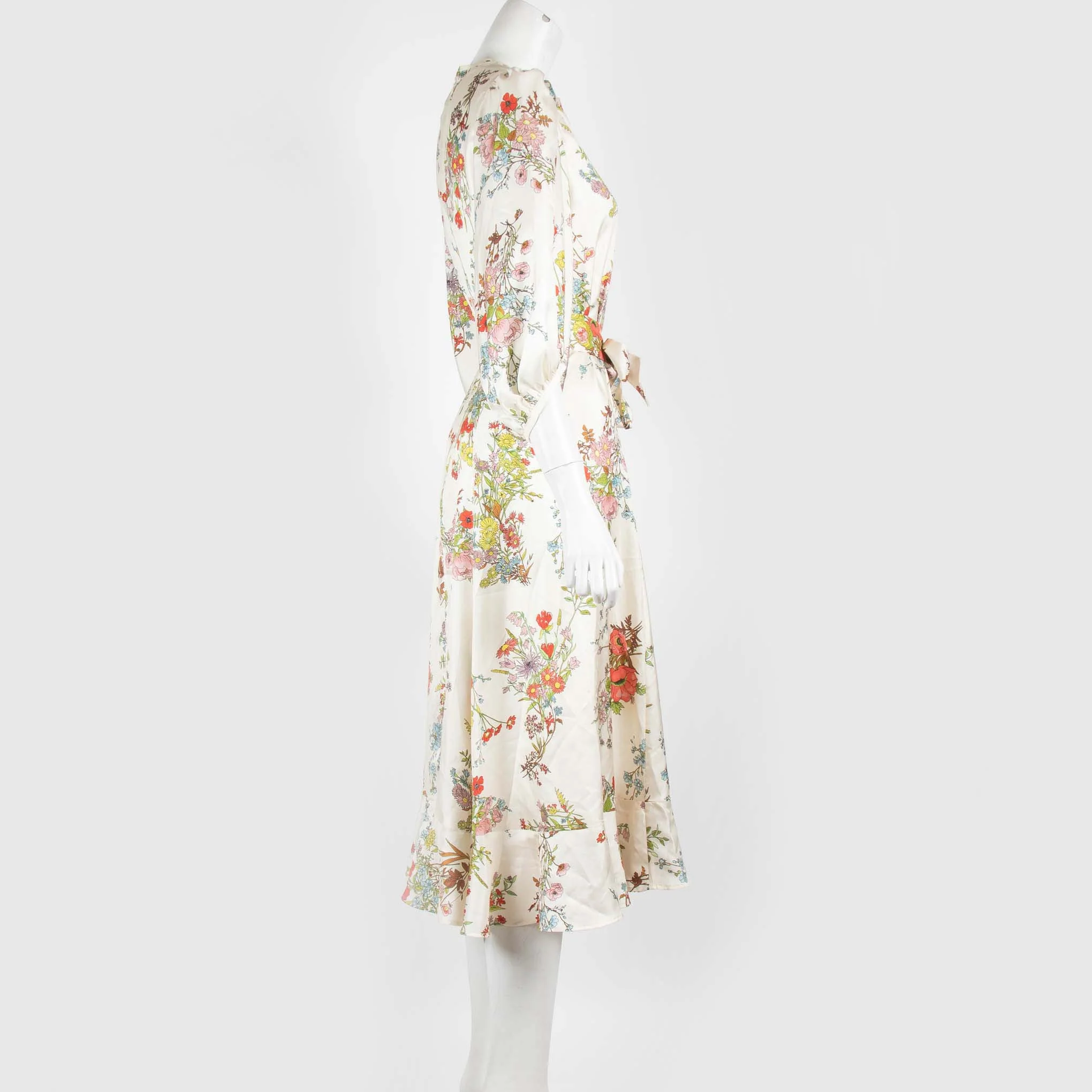 Soeur Cream Floral Silk Midi Dress - Image 2