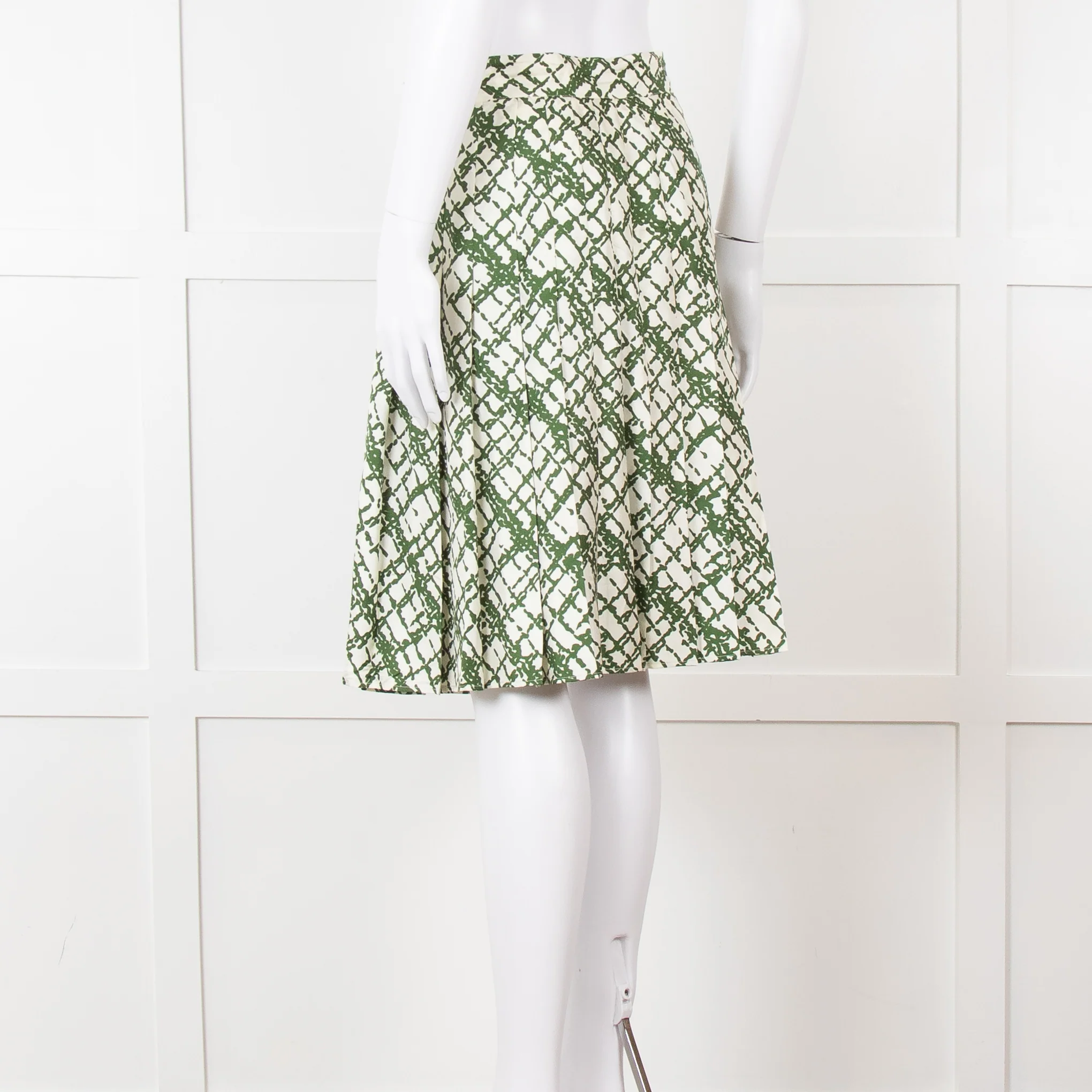 Soeur Cream Green Pleated Wrap Skirt - Image 4