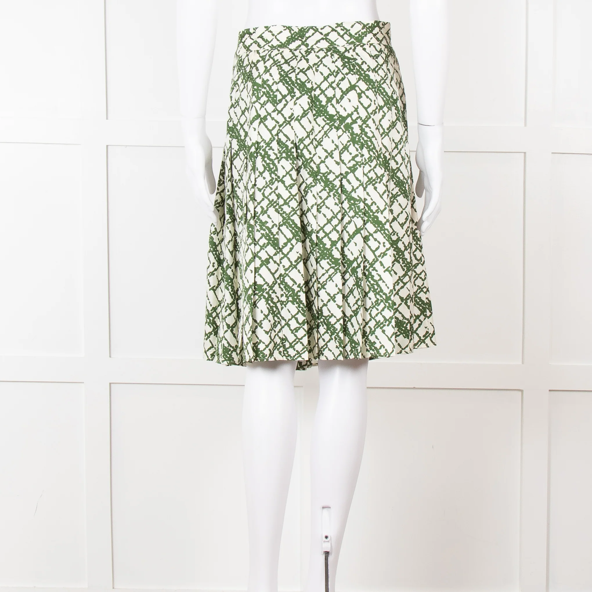 Soeur Cream Green Pleated Wrap Skirt - Image 5