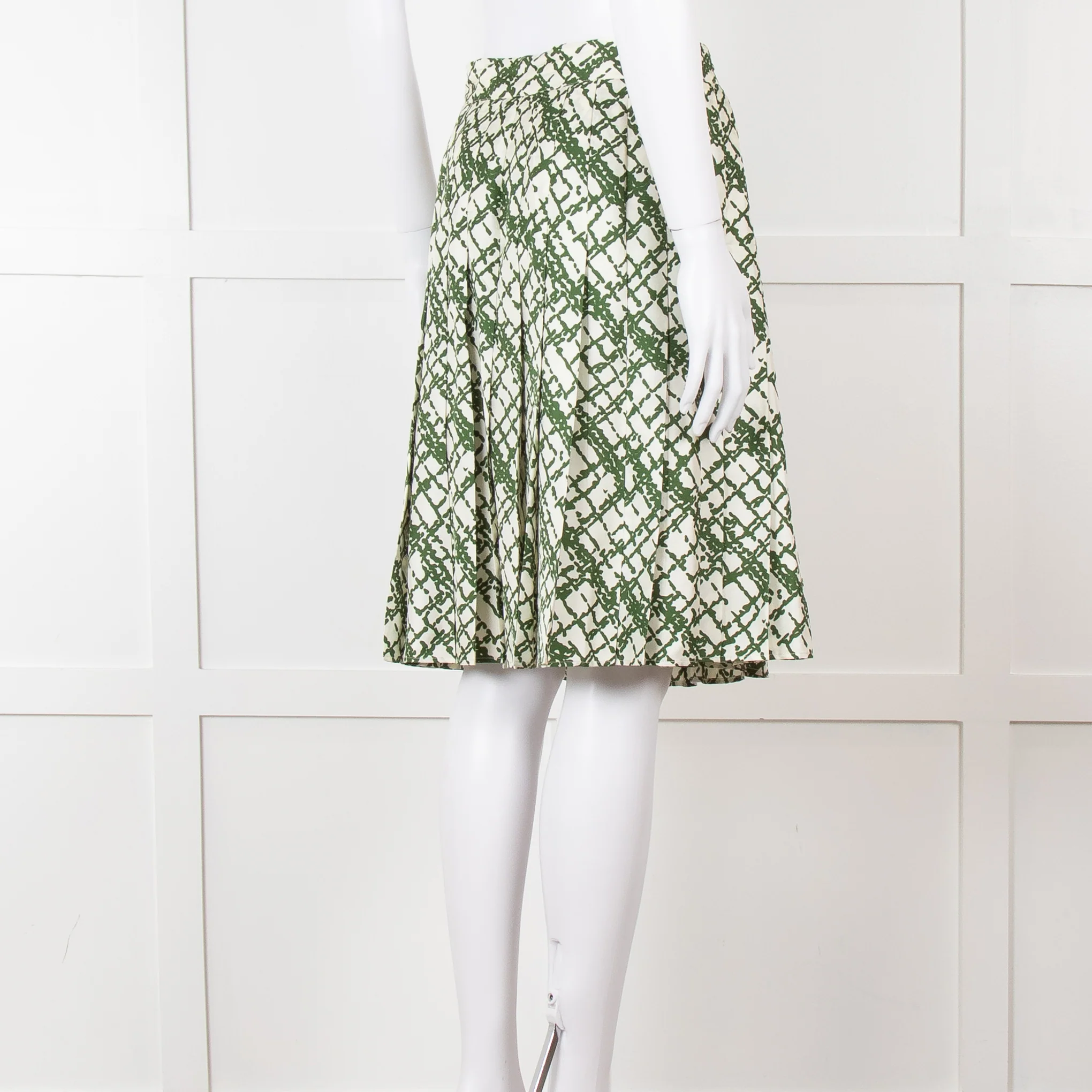Soeur Cream Green Pleated Wrap Skirt - Image 6