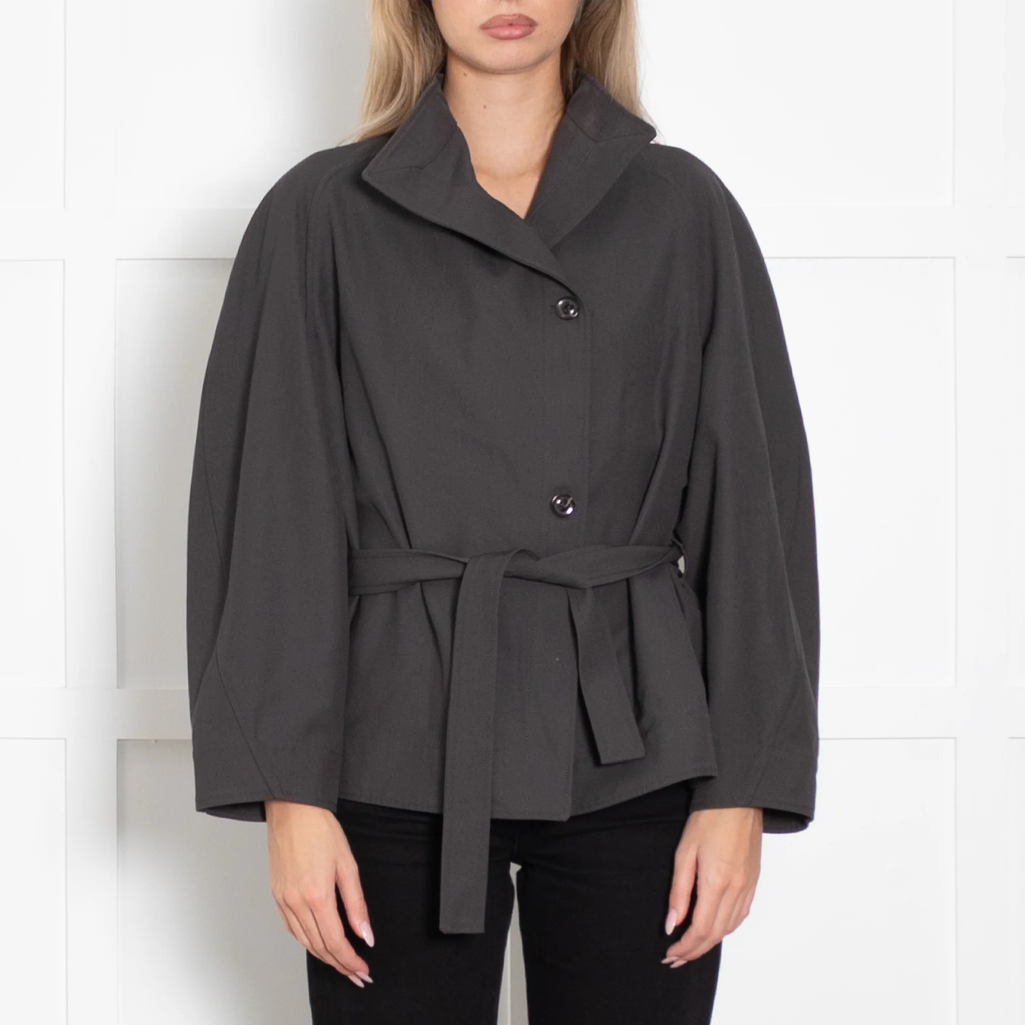 Soeur Grey Belted Drop Shoulder Jacket - Image 2