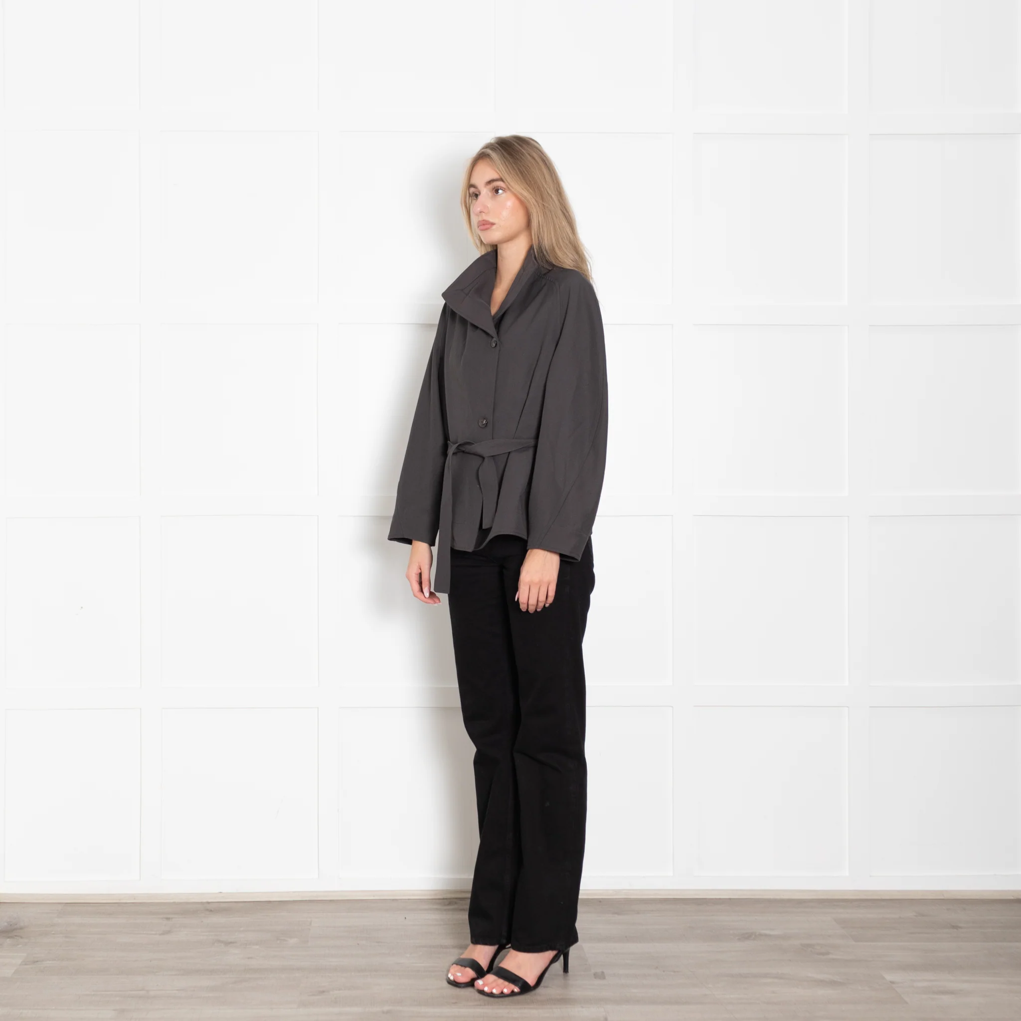 Soeur Grey Belted Drop Shoulder Jacket - Image 3