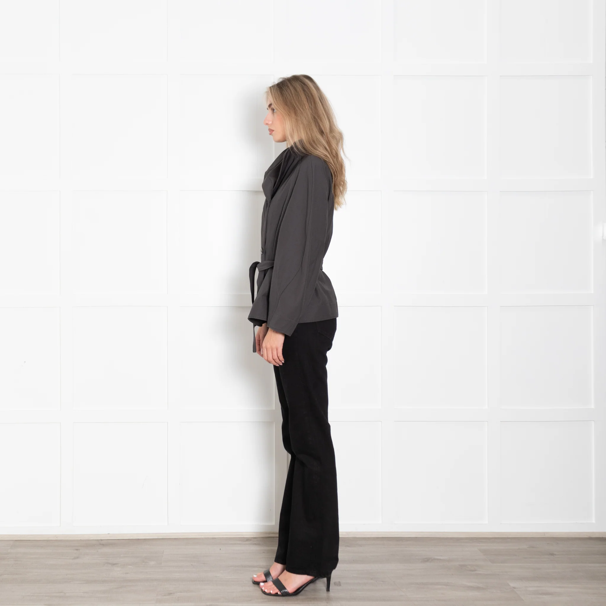 Soeur Grey Belted Drop Shoulder Jacket - Image 4