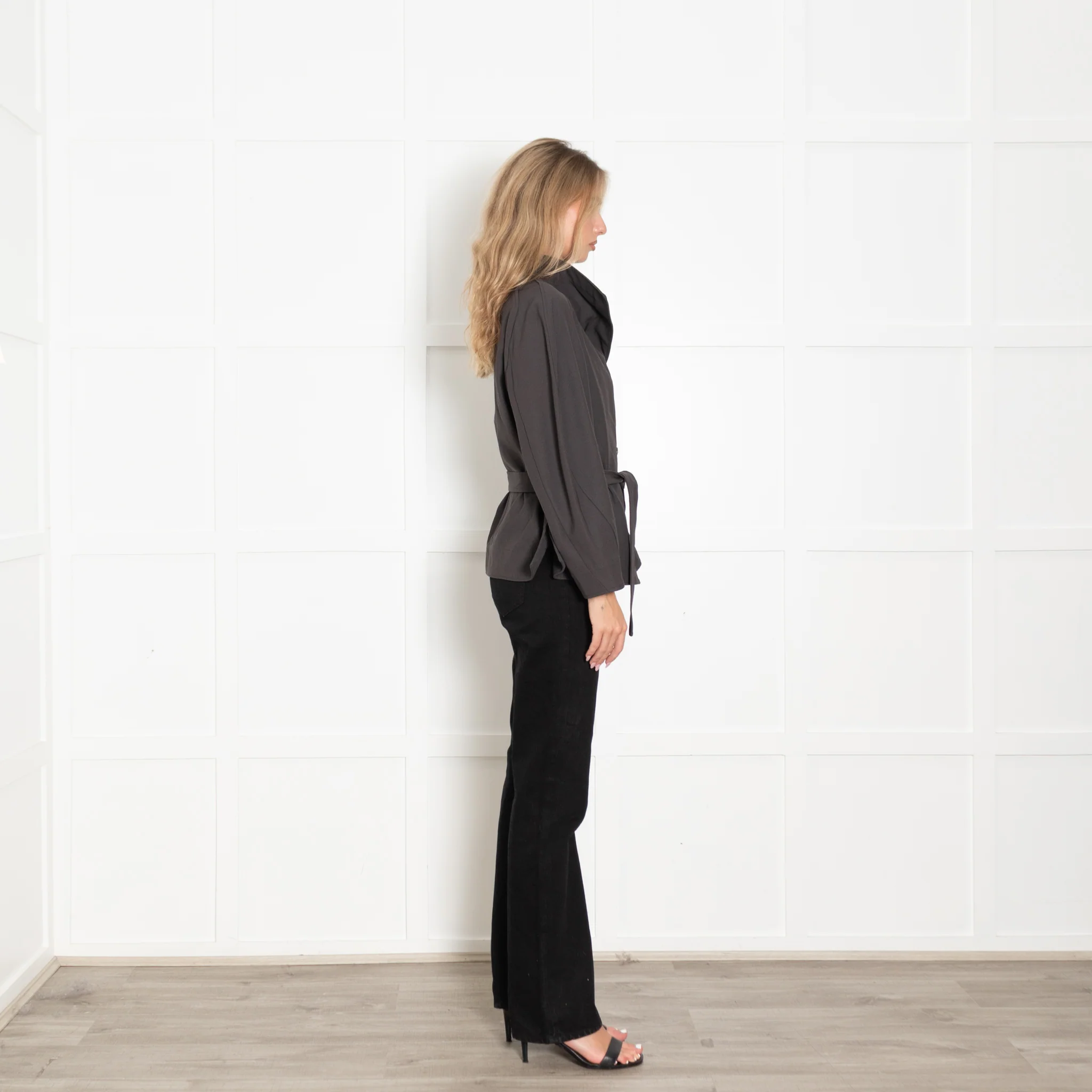 Soeur Grey Belted Drop Shoulder Jacket - Image 6