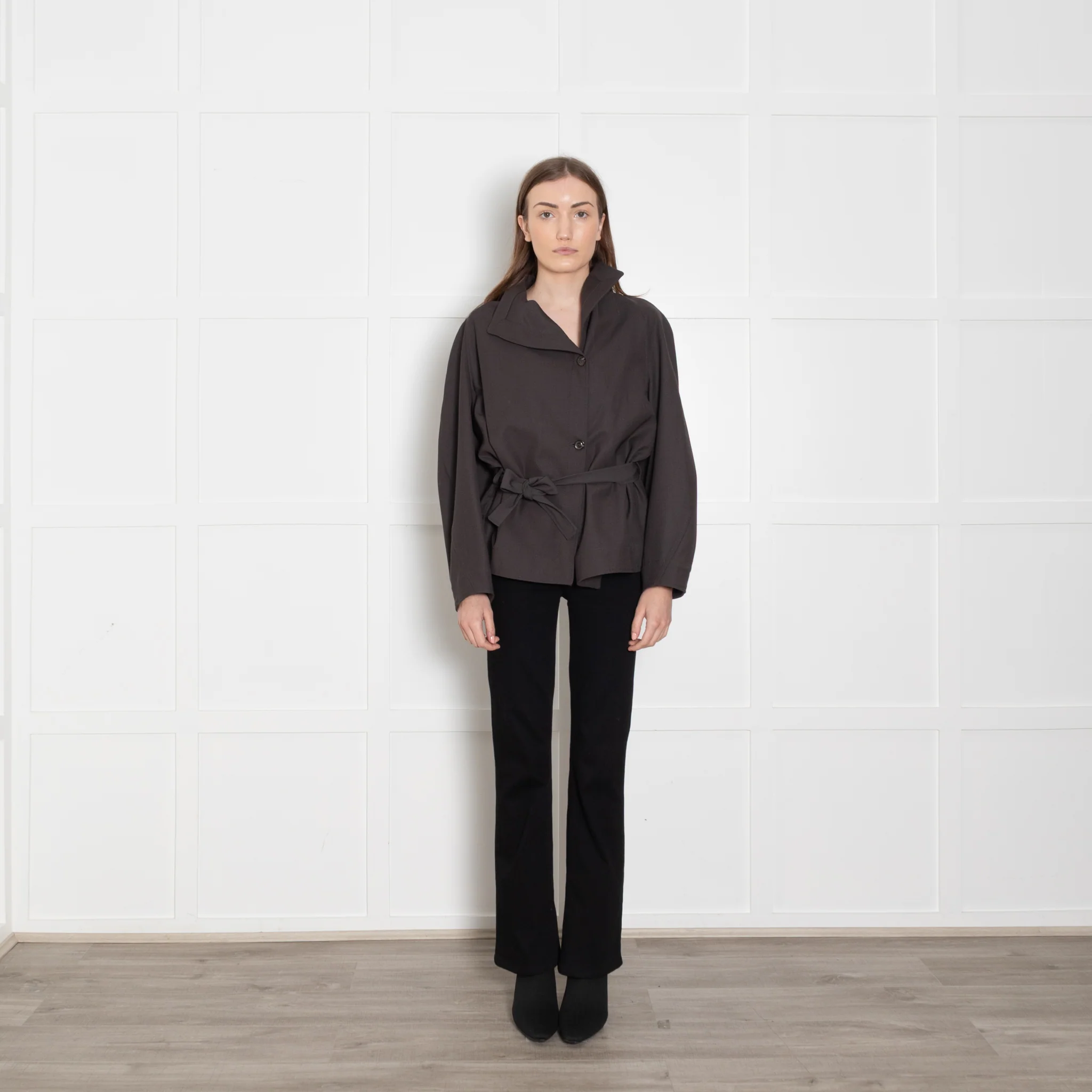 Soeur Grey Drop Shoulder Belted Jacket