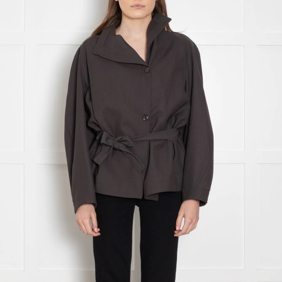 Soeur Grey Drop Shoulder Belted Jacket - Image 2