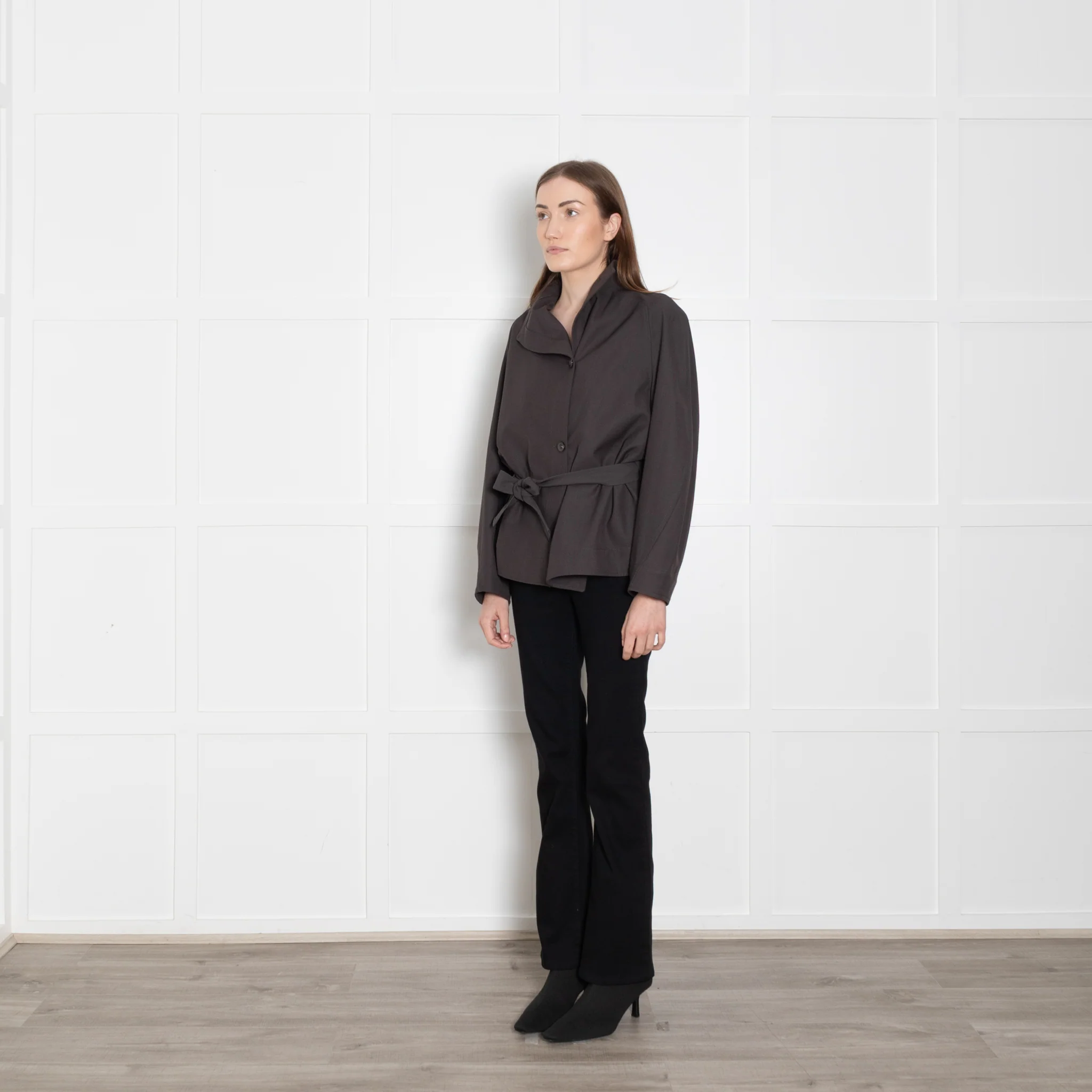 Soeur Grey Drop Shoulder Belted Jacket - Image 3